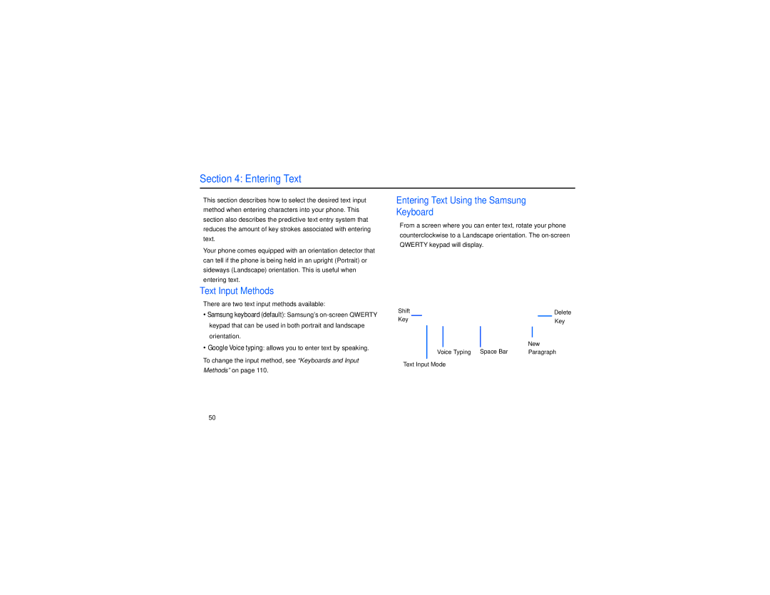 Samsung GT-S7560M user manual Text Input Methods, Entering Text Using the Samsung Keyboard 