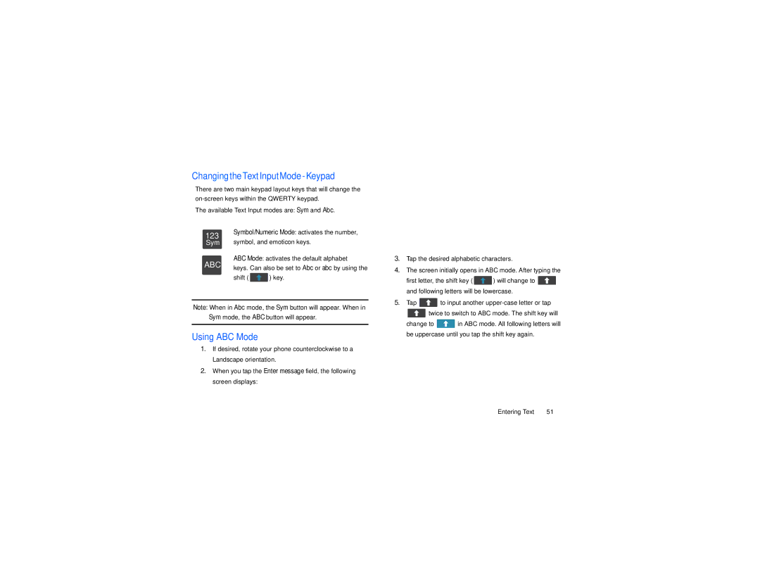 Samsung GT-S7560M user manual Changing the Text Input Mode Keypad, Using ABC Mode 