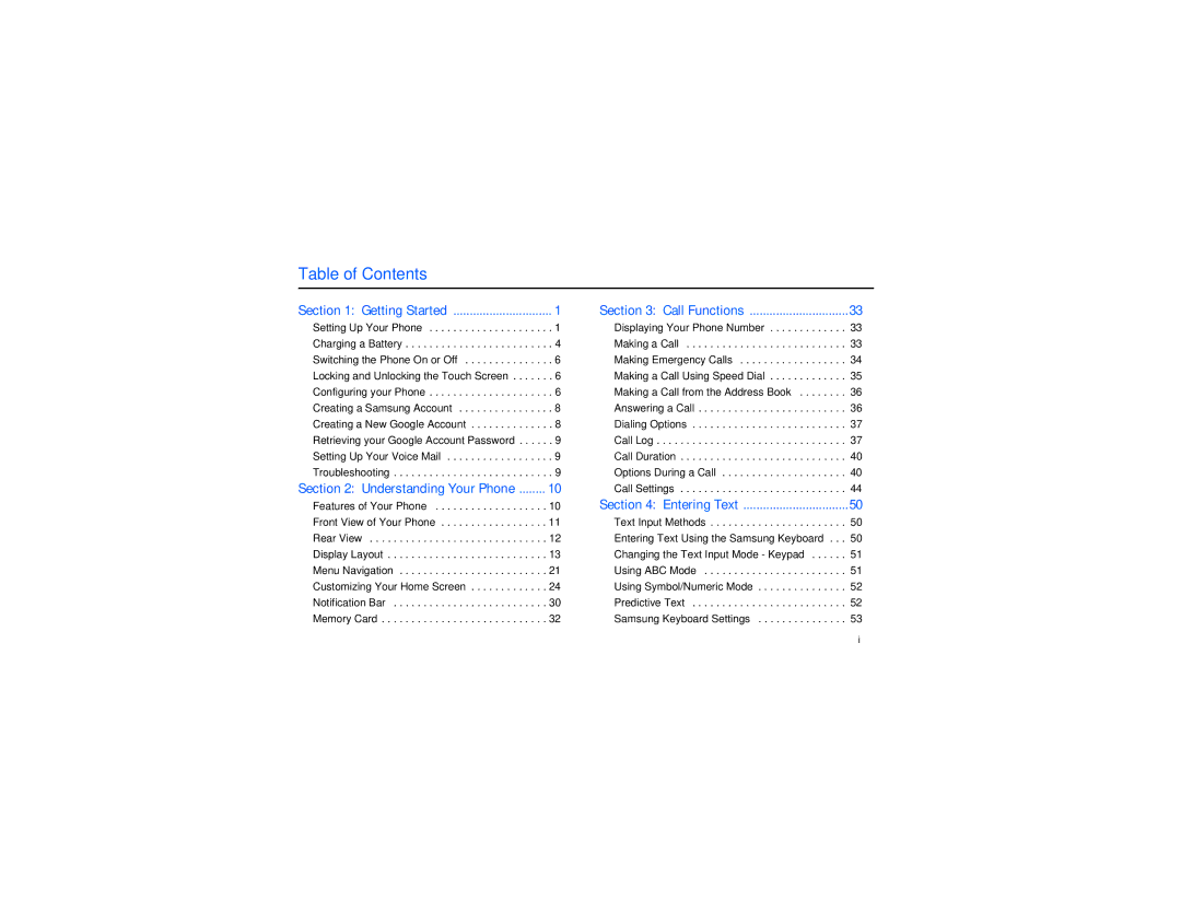 Samsung GT-S7560M user manual Table of Contents 