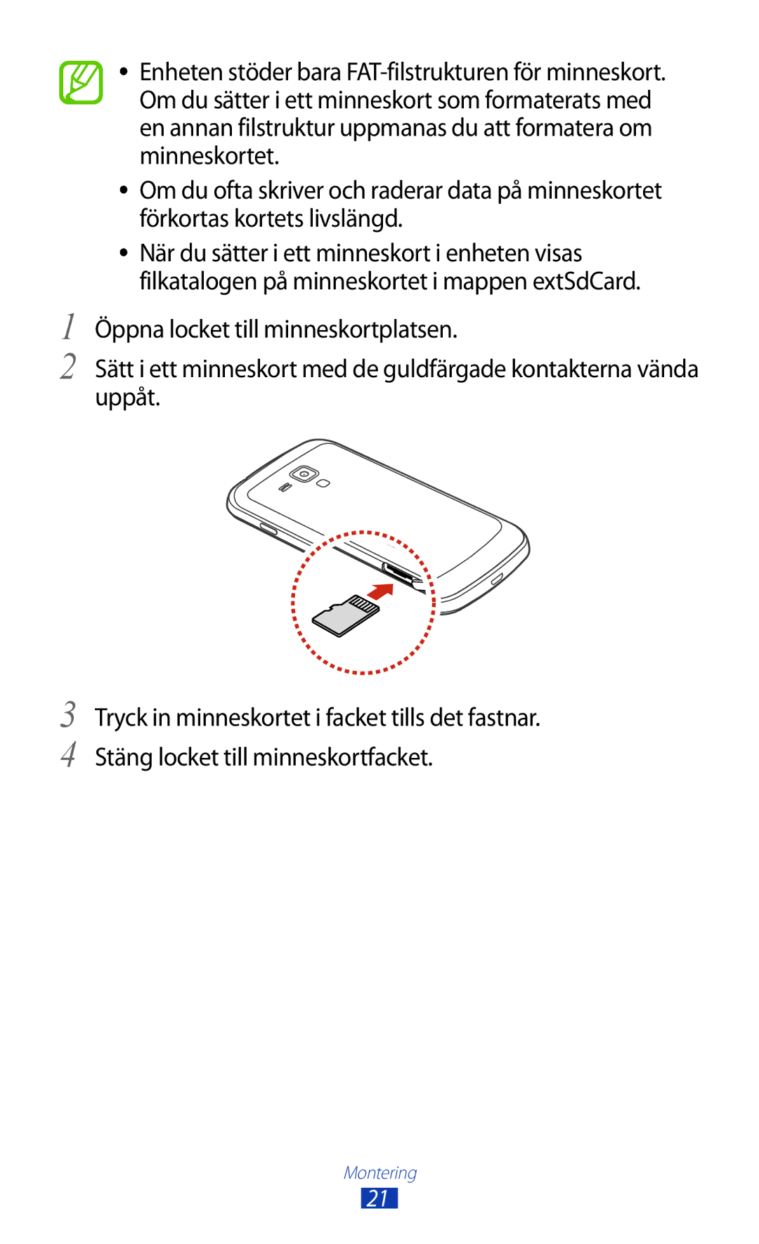 Samsung GT-S7560ZKANEE, GT-S7560UWANEE manual Montering 