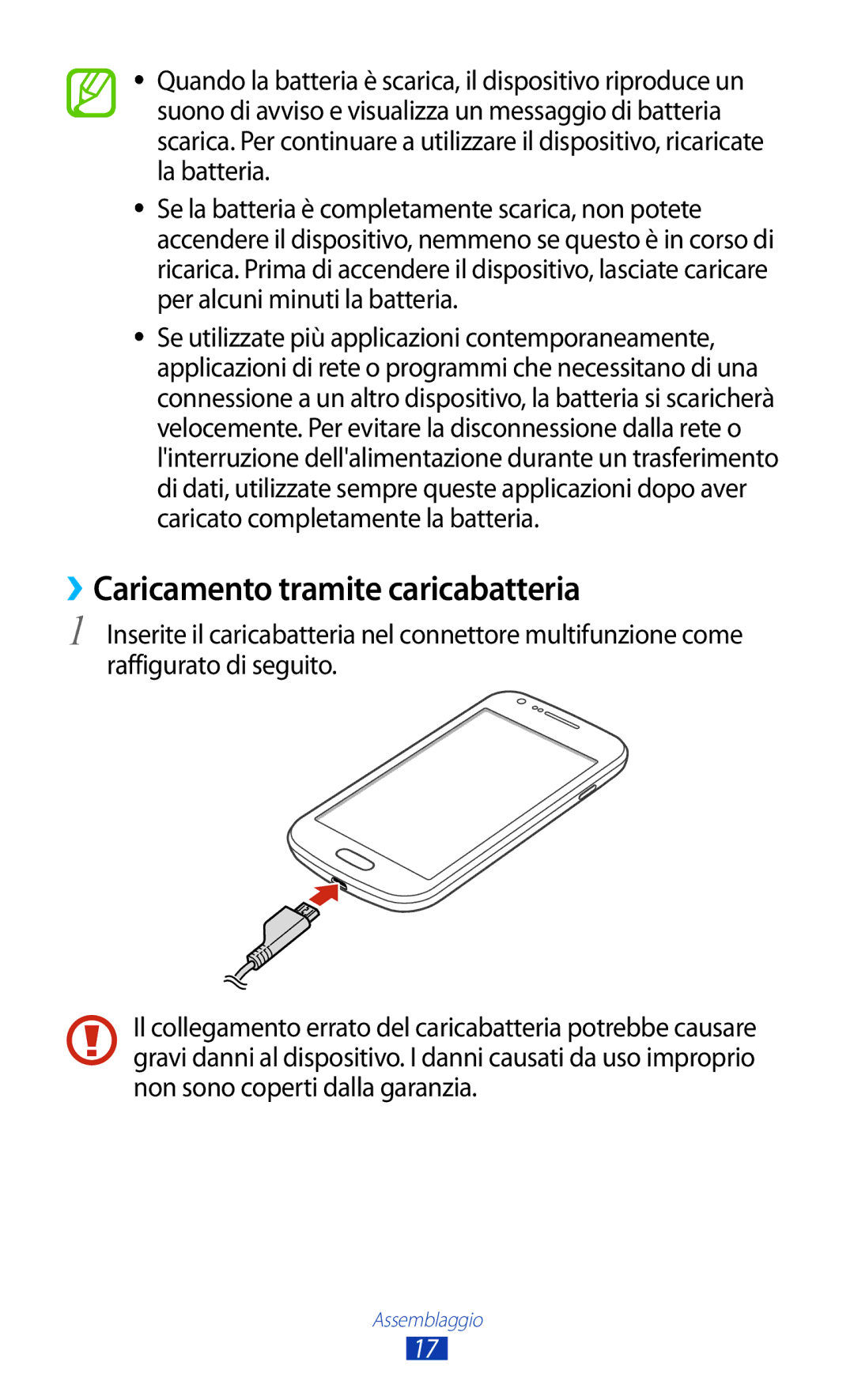 Samsung GT-S7560ZKAXEO, GT-S7560UWAWIN, GT-S7560ZKAWIN, GT-S7560UWATIM, GT-S7560ZKATIM ››Caricamento tramite caricabatteria 