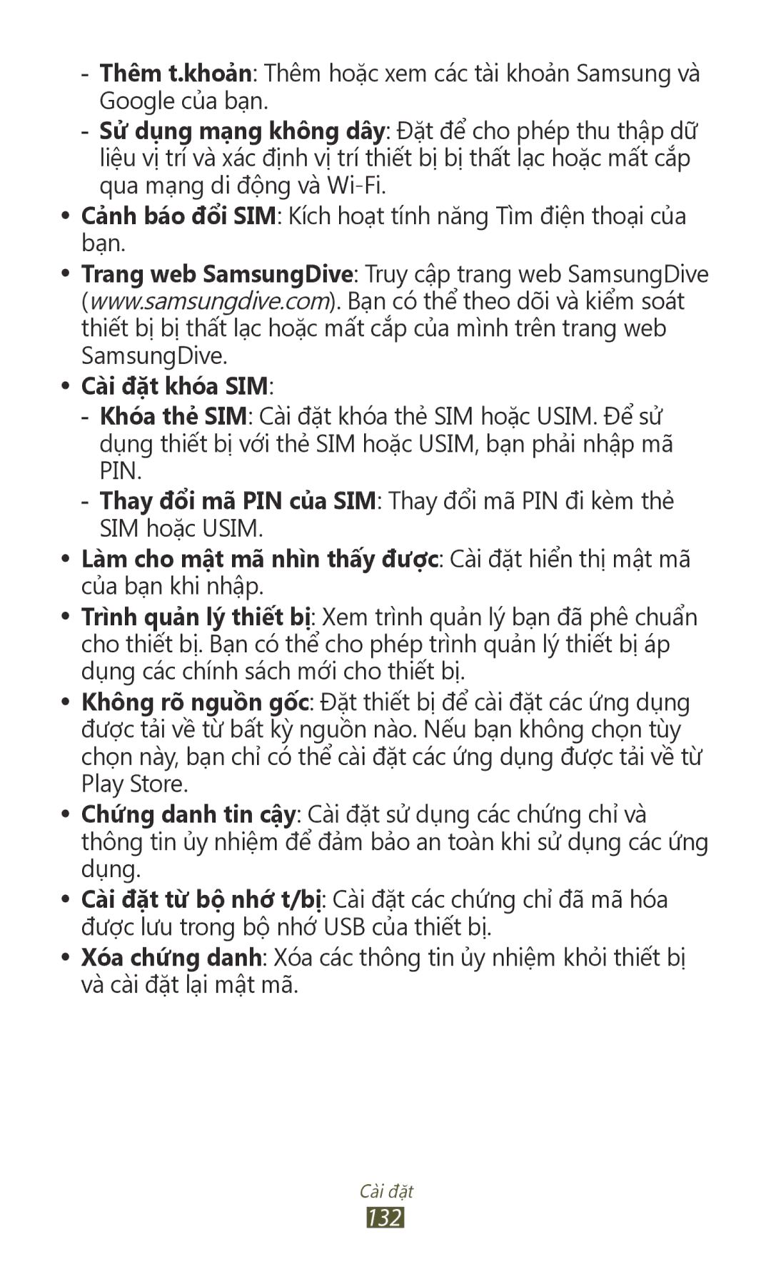 Samsung GT-S7560ZKAXXV, GT-S7560UWAXXV manual Cài đặt khó́a SIM 