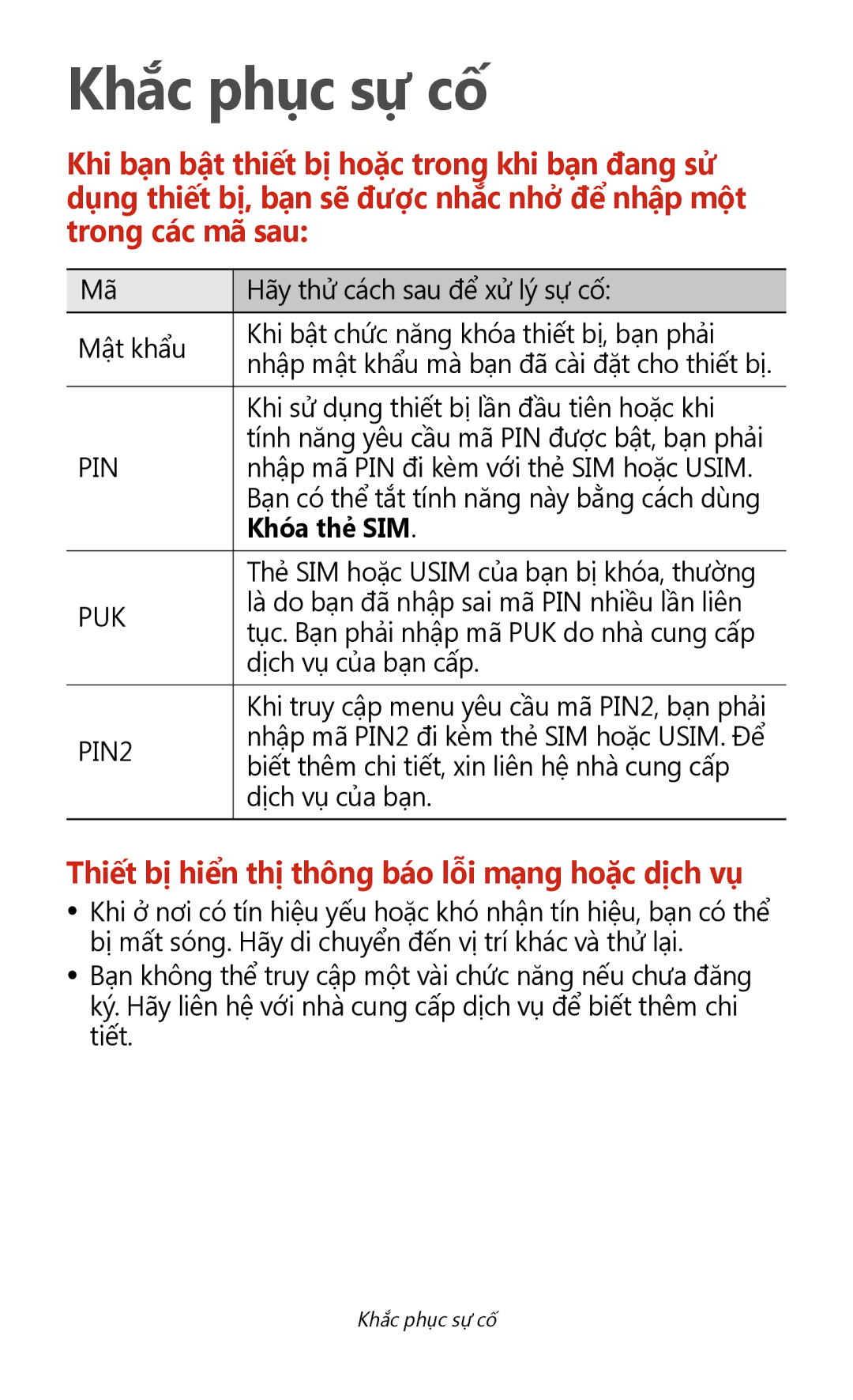 Samsung GT-S7560UWAXXV, GT-S7560ZKAXXV manual Khắc phục sự̣ cố 