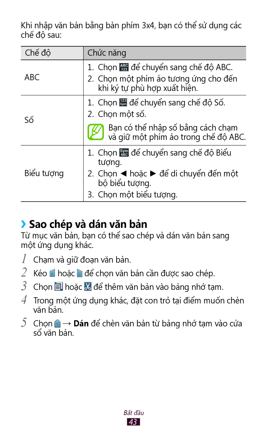 Samsung GT-S7560UWAXXV, GT-S7560ZKAXXV manual ››Sao chép và dán văn bả̉n, Abc 