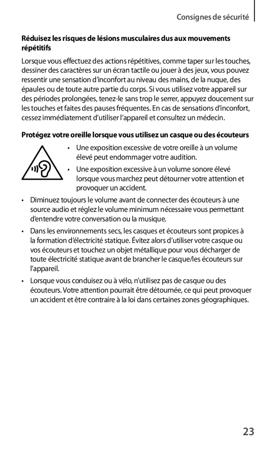 Samsung GT-S7560UWAFTM, GT-S7560ZKALPM, GT-S7560UWABOG, GT-S7560UWASFR, GT-S7560ZKAFTM, GT-S7560UWAXEF Consignes de sécurité 