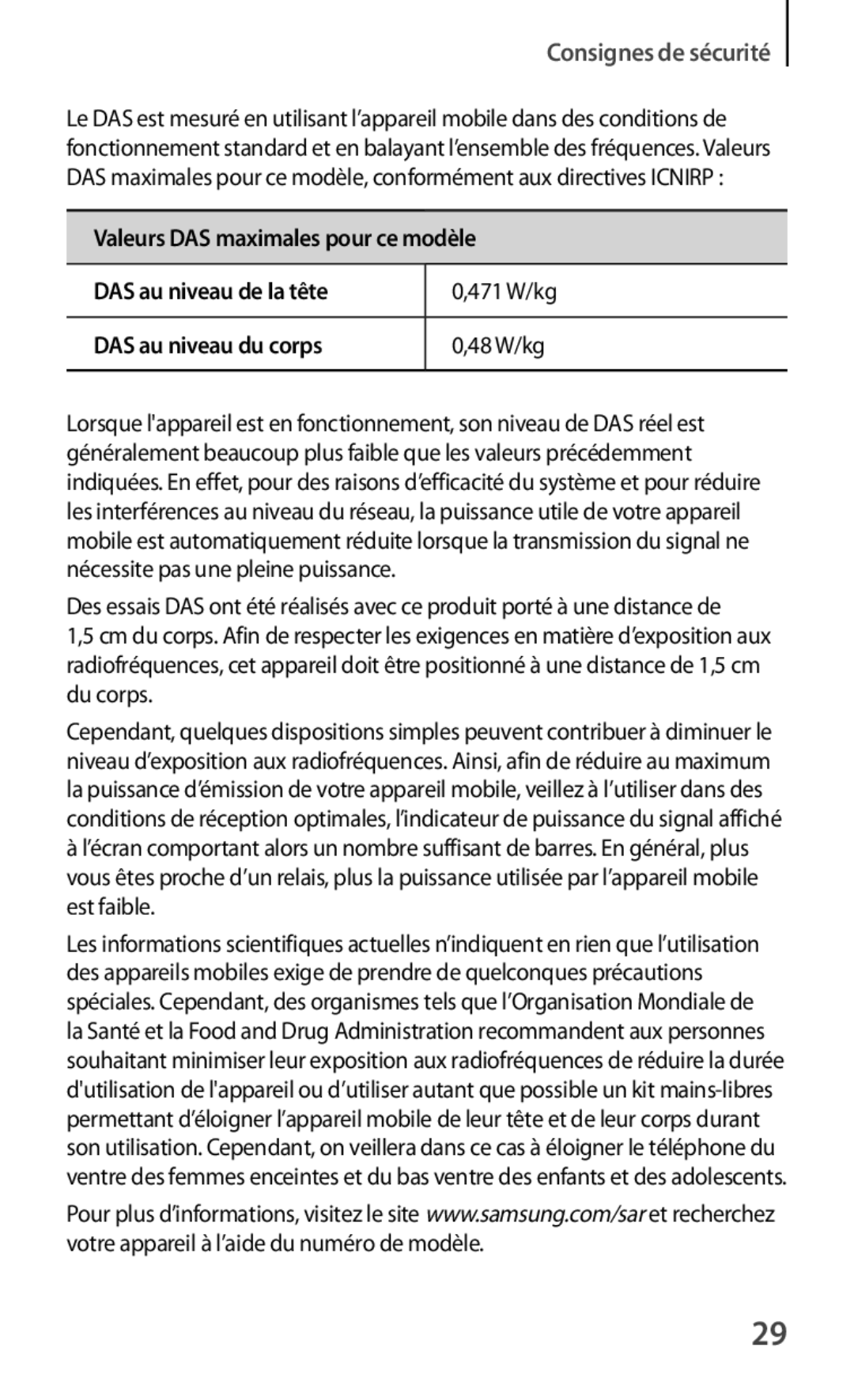 Samsung GT-S7560UWASFR, GT-S7560ZKALPM, GT-S7560UWABOG, GT-S7560ZKAFTM, GT-S7560UWAXEF, GT-S7560UWAFTM Consignes de sécurité 