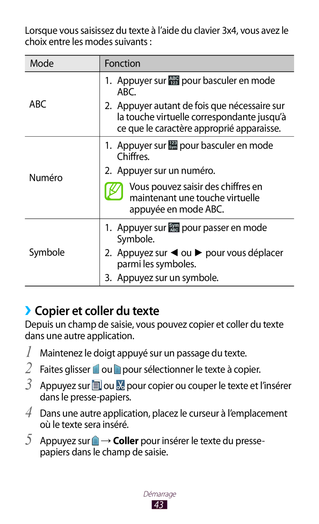 Samsung GT-S7560ZKAXEF, GT-S7560ZKALPM, GT-S7560UWABOG, GT-S7560UWASFR, GT-S7560ZKAFTM manual ››Copier et coller du texte 