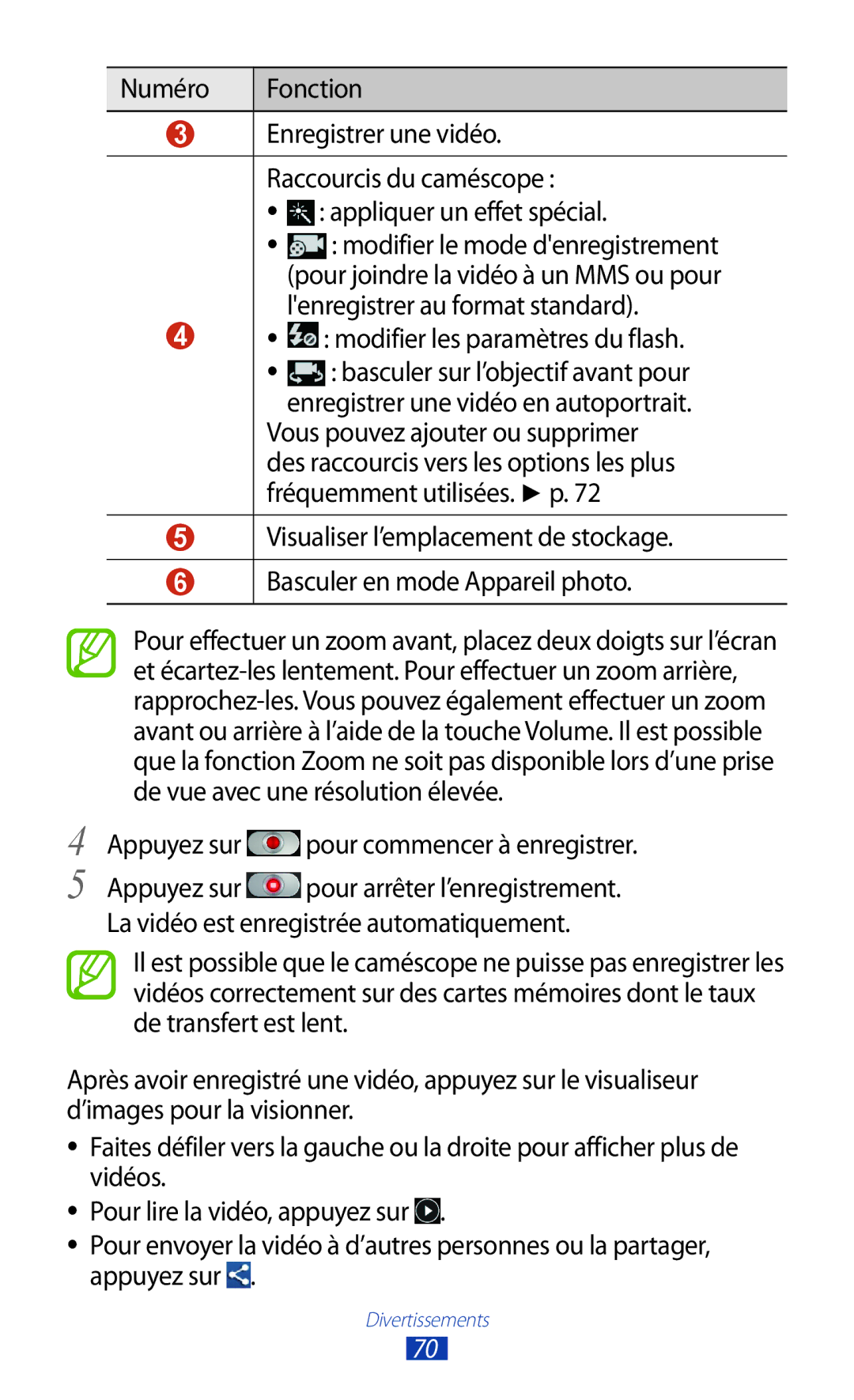 Samsung GT-S7560ZKAXEF, GT-S7560ZKALPM manual Modifier les paramètres du flash, Appuyez sur pour commencer à enregistrer 