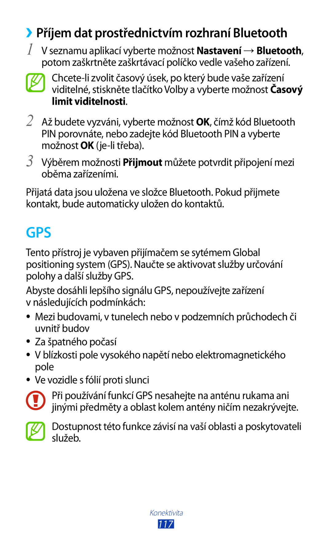 Samsung GT-S7560ZKATPL, GT-S7560ZKAPRT, GT-S7560UWAPRT, GT-S7560ZKAXEO ››Příjem dat prostřednictvím rozhraní Bluetooth, 117 