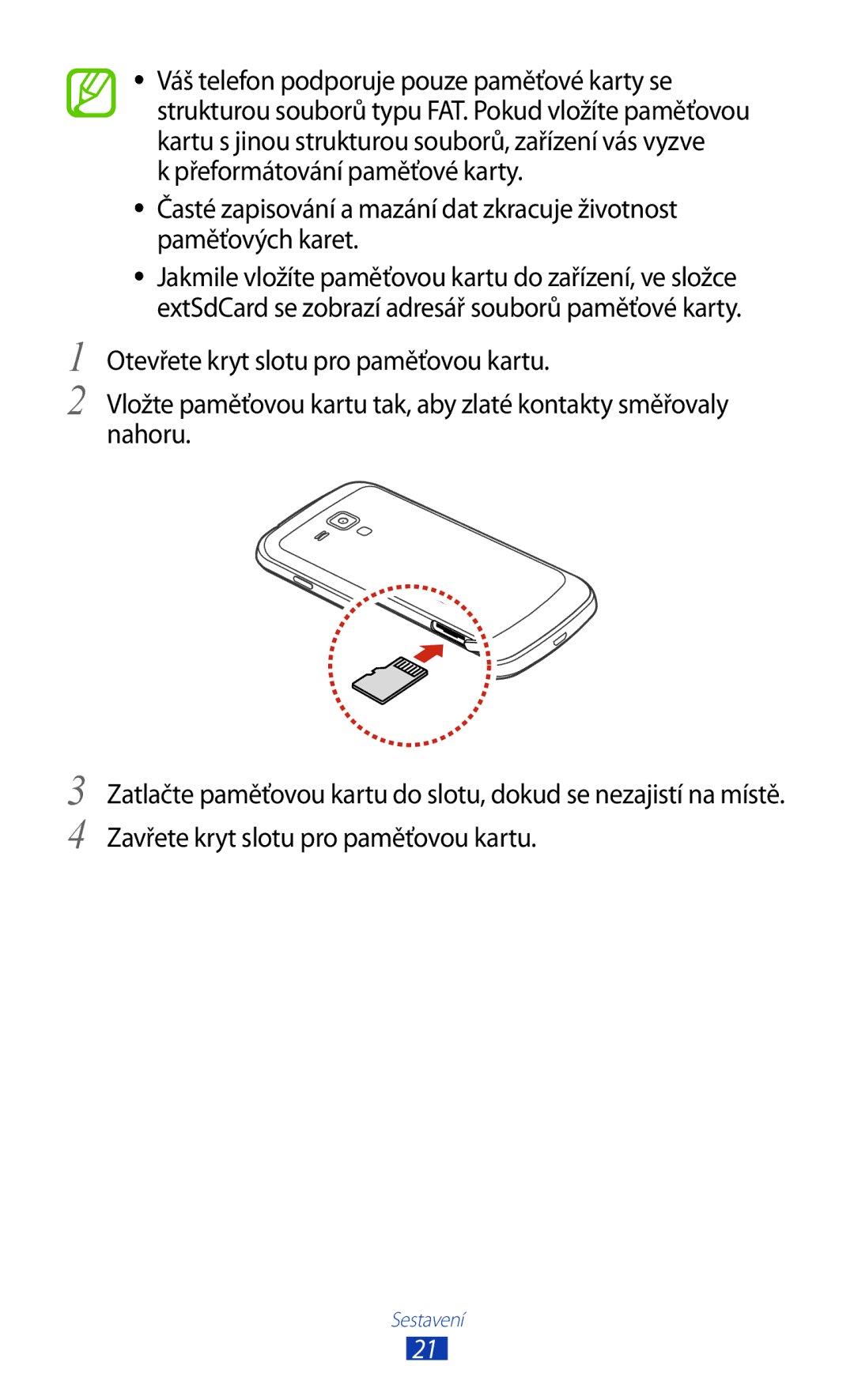 Samsung GT-S7560ZKAXEO, GT-S7560ZKAPRT, GT-S7560UWAPRT, GT-S7560ZKATPL, GT-S7560UWAPLS, GT-S7560UWATPL manual Sestavení 