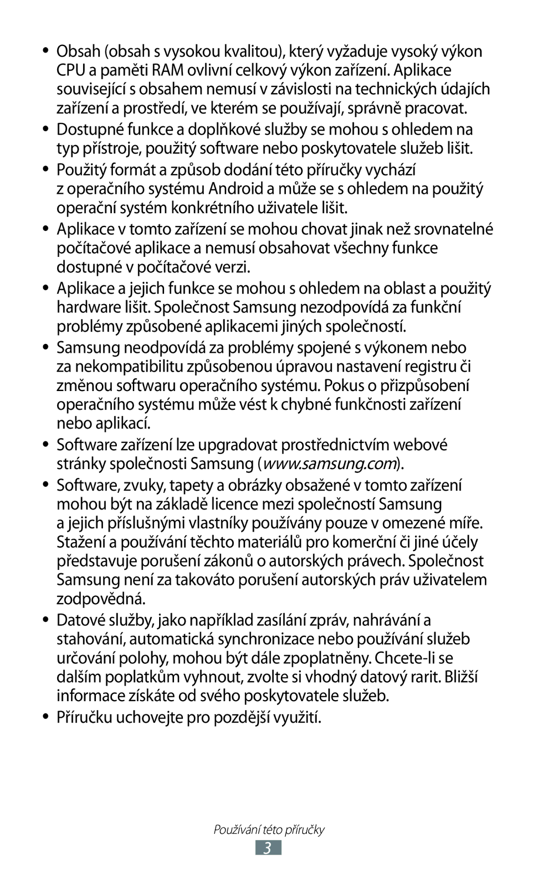 Samsung GT-S7560ZKATPL, GT-S7560ZKAPRT, GT-S7560UWAPRT, GT-S7560ZKAXEO manual Příručku uchovejte pro pozdější využití 