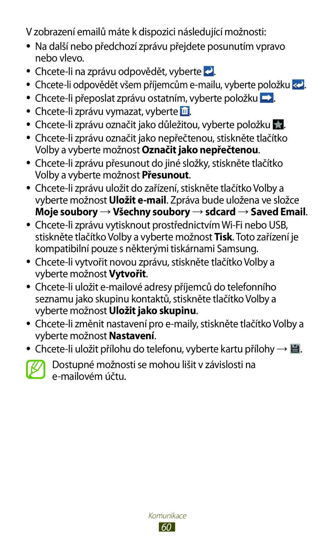 Samsung GT-S7560ZKATPL, GT-S7560ZKAPRT, GT-S7560UWAPRT manual Chcete-li odpovědět všem příjemcům e-mailu, vyberte položku 