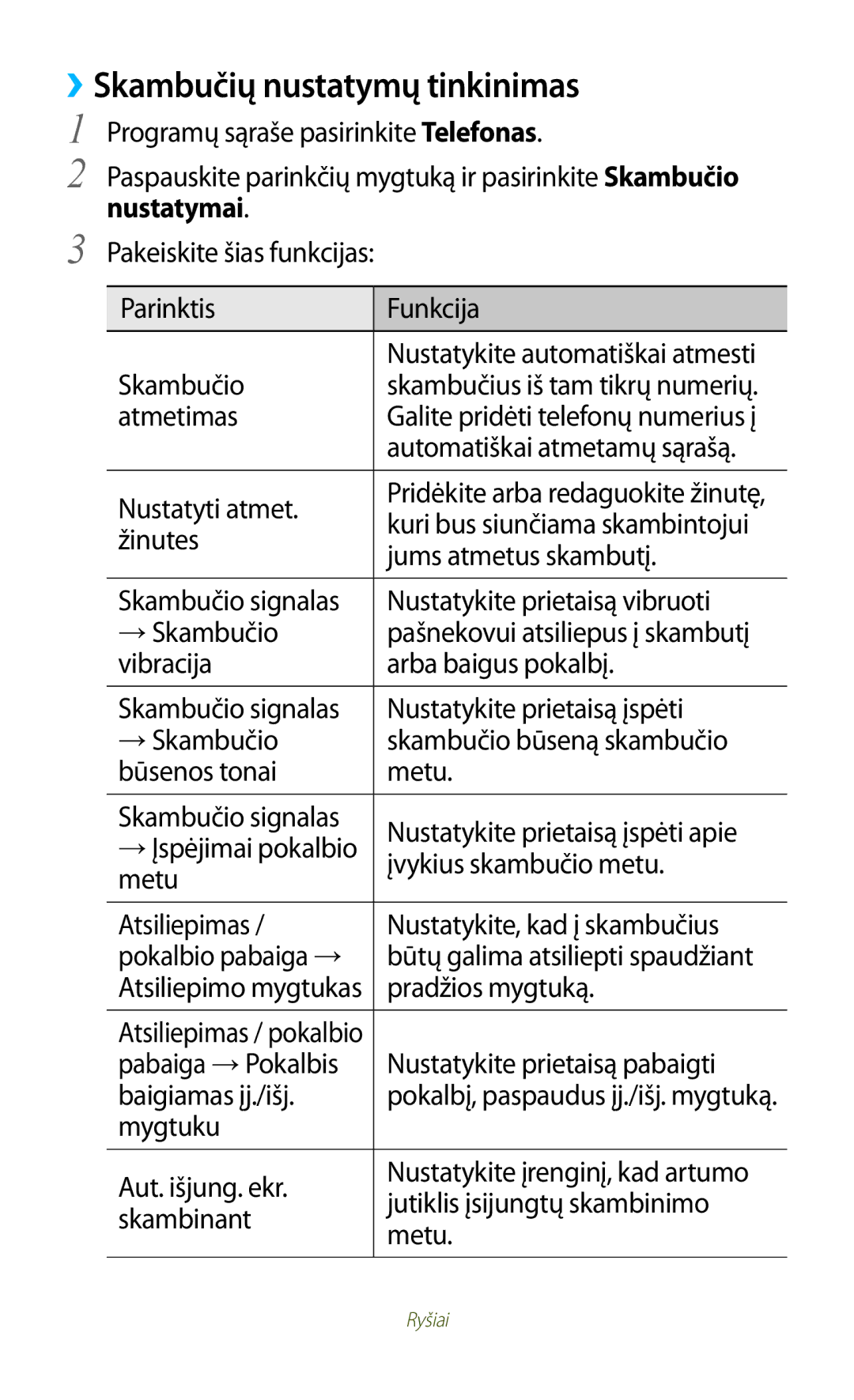 Samsung GT-S7560ZKASEB, GT-S7560UWASEB manual ››Skambučių nustatymų tinkinimas 