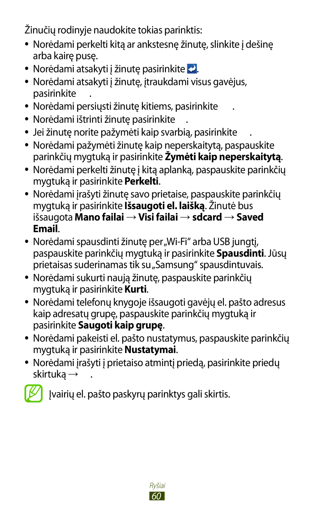 Samsung GT-S7560ZKASEB, GT-S7560UWASEB manual Jei žinutę norite pažymėti kaip svarbią, pasirinkite 