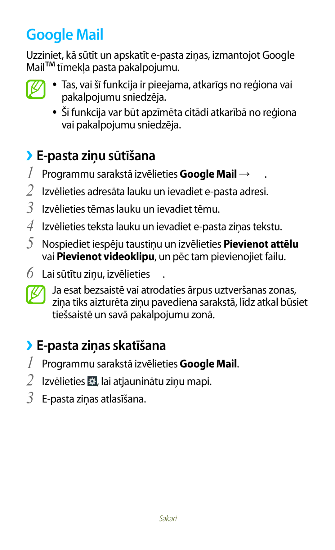 Samsung GT-S7560UWASEB, GT-S7560ZKASEB manual Google Mail, ››E-pasta ziņu sūtīšana, ››E-pasta ziņas skatīšana 