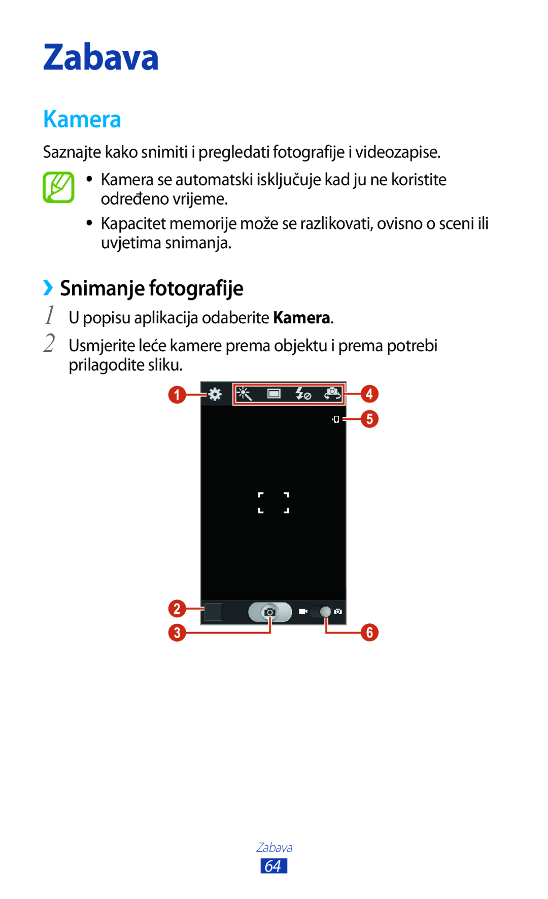 Samsung GT2S7560ZKATWO, GT-S7560ZKASEE, GT-S7560ZKATWO, GT-S7560UWATWO, GT-S7560UWASEE manual Kamera, ››Snimanje fotografije 