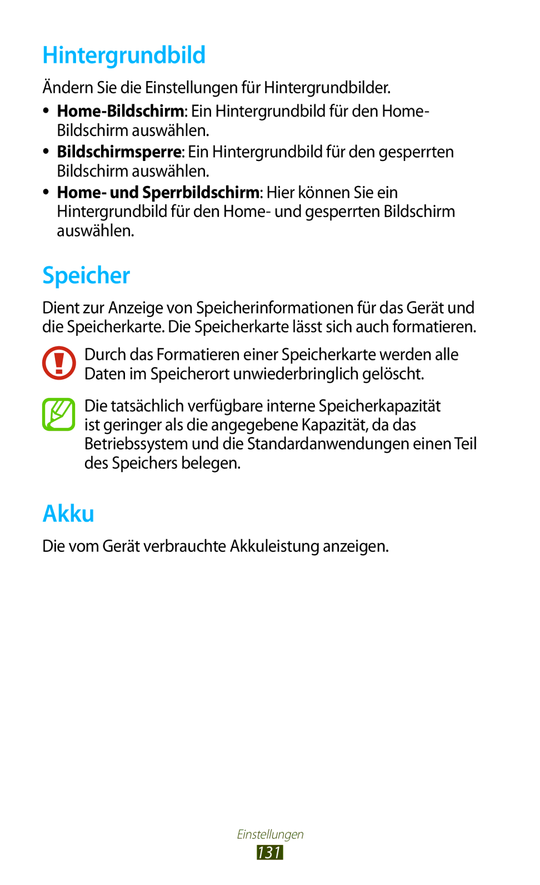 Samsung GT-S7560UWADBT, GT-S7560ZKAVDR Hintergrundbild, Speicher, Die vom Gerät verbrauchte Akkuleistung anzeigen, 131 