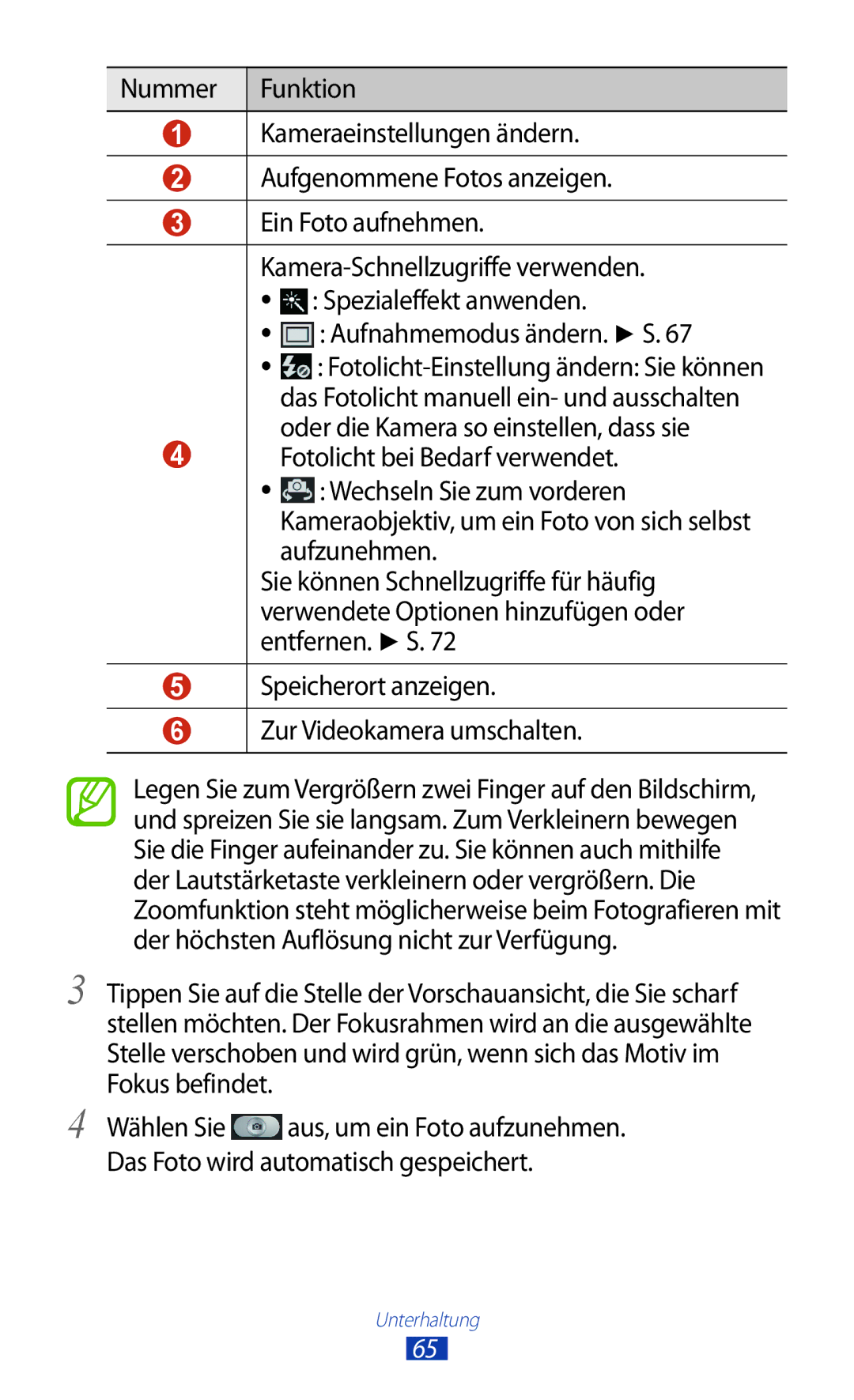 Samsung GT-S7560UWATUR, GT-S7560ZKAVDR, GT-S7560ZKAPRT, GT-S7560UWAWIN, GT-S7560UWAVDR, GT-S7560UWAPRT Aufnahmemodus ändern. S 