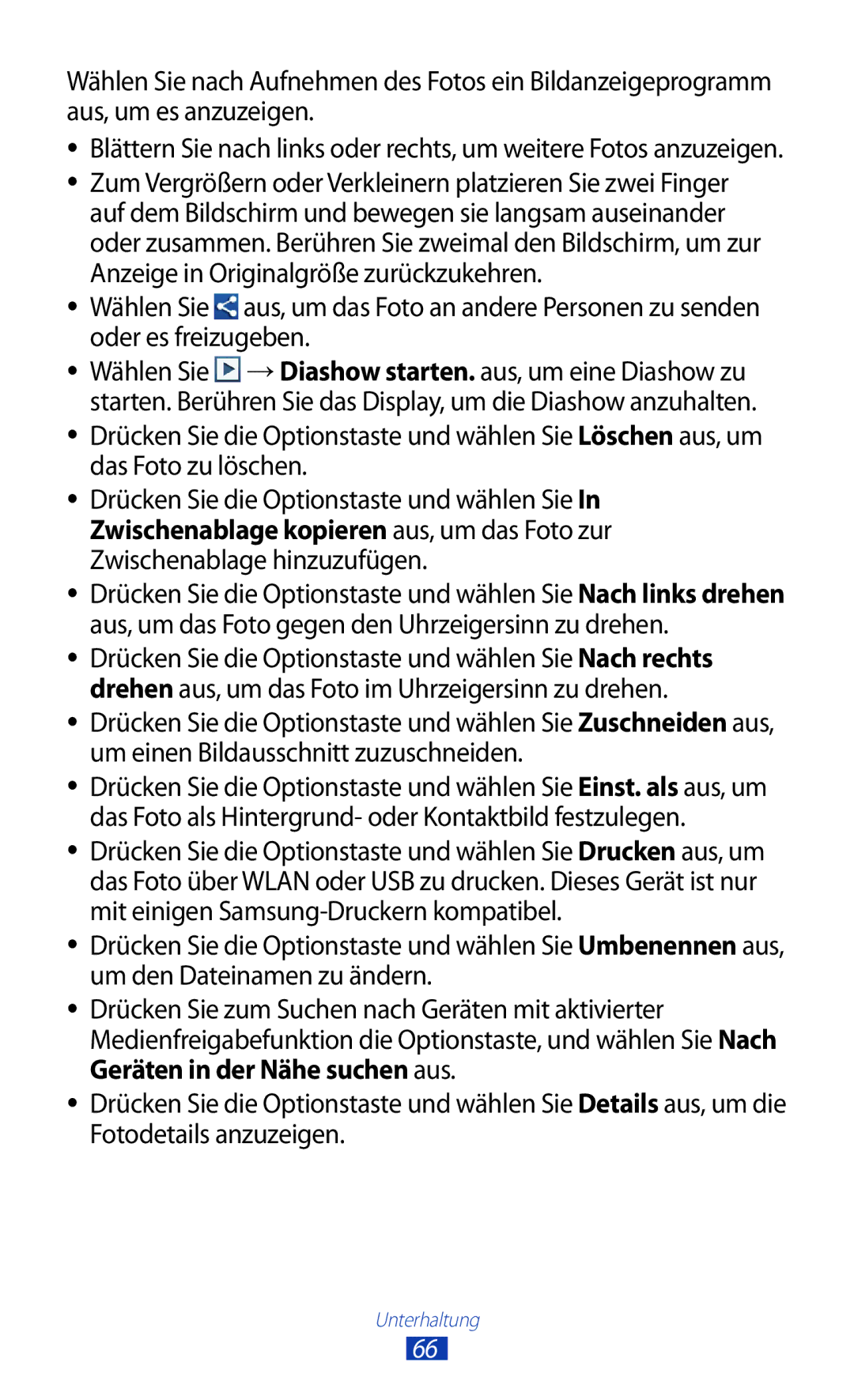 Samsung GT-S7560ZKADBT, GT-S7560ZKAVDR, GT-S7560ZKAPRT, GT-S7560UWAWIN, GT-S7560UWAVDR, GT-S7560UWAPRT manual Unterhaltung 