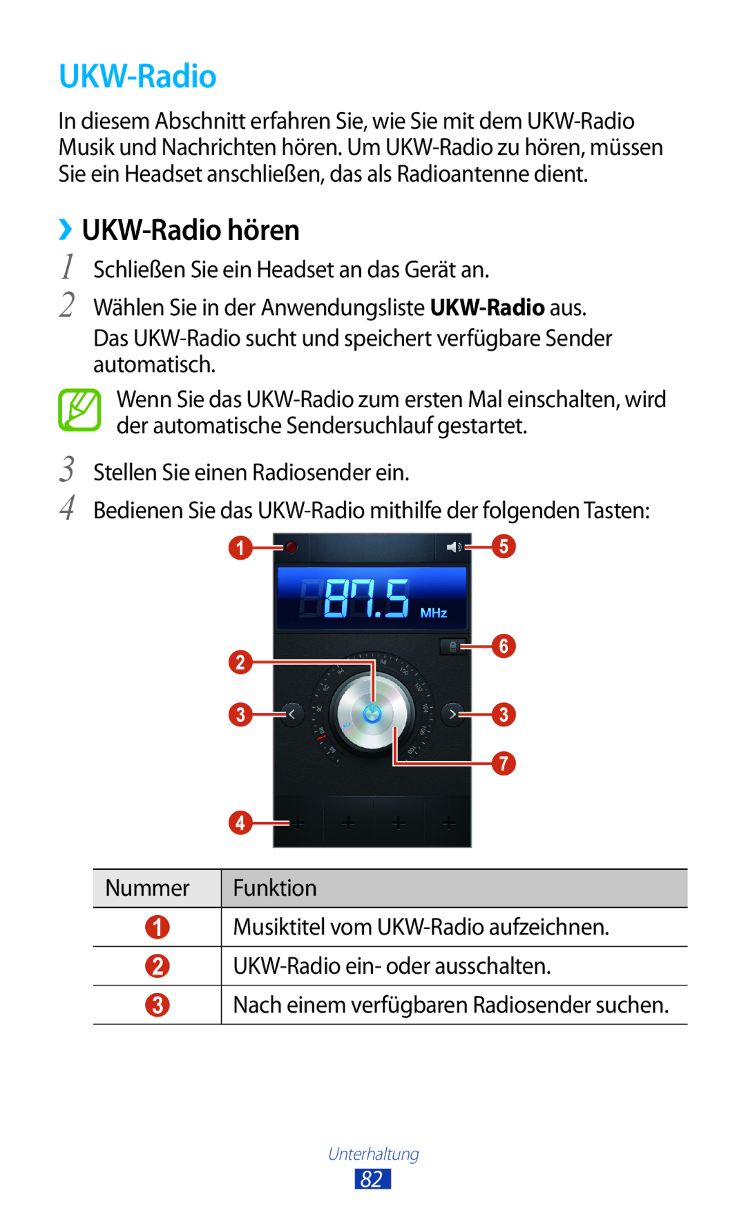 Samsung GT-S7560UWAWIN, GT-S7560ZKAVDR, GT-S7560ZKAPRT, GT-S7560UWAVDR, GT-S7560UWAPRT, GT-S7560UWATUR ››UKW-Radio hören 