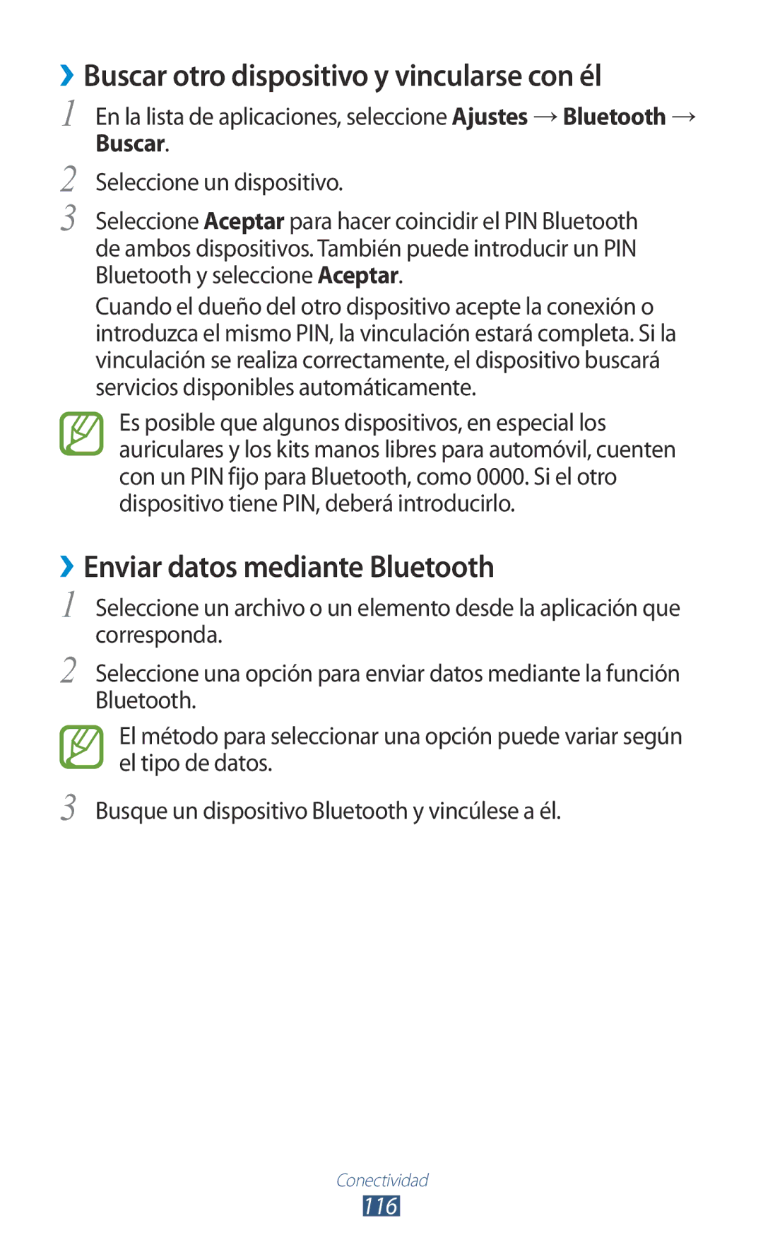 Samsung GT-S7560UWANEE, GT-S7560ZKAXEO ››Buscar otro dispositivo y vincularse con él, ››Enviar datos mediante Bluetooth 