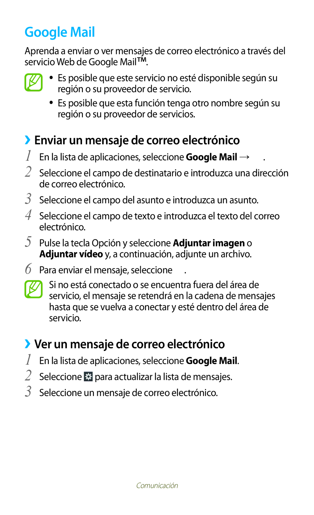 Samsung GT-S7560ZKAATL Google Mail, ››Enviar un mensaje de correo electrónico, ››Ver un mensaje de correo electrónico 