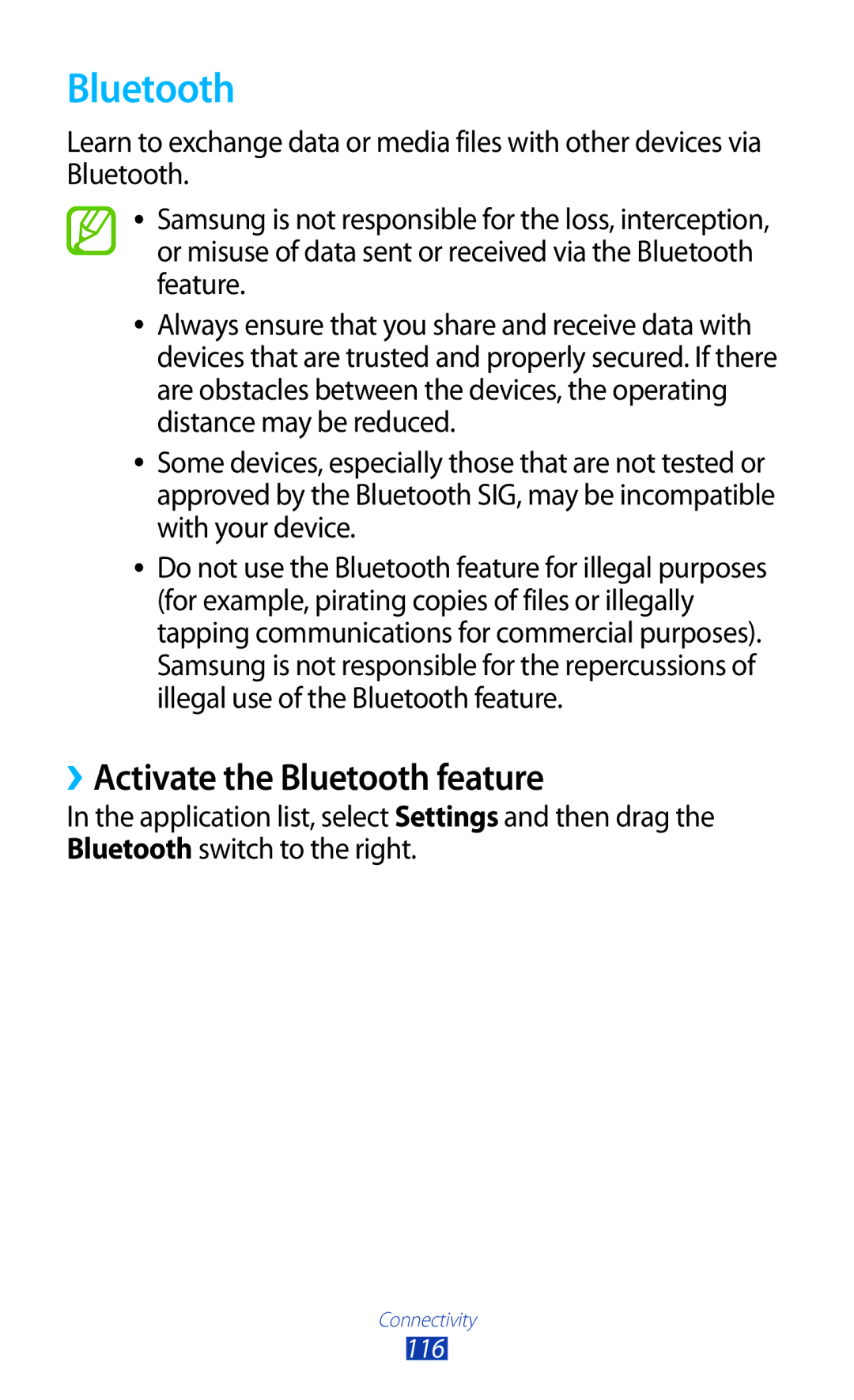 Samsung GT-S7562 user manual ››Activate the Bluetooth feature 