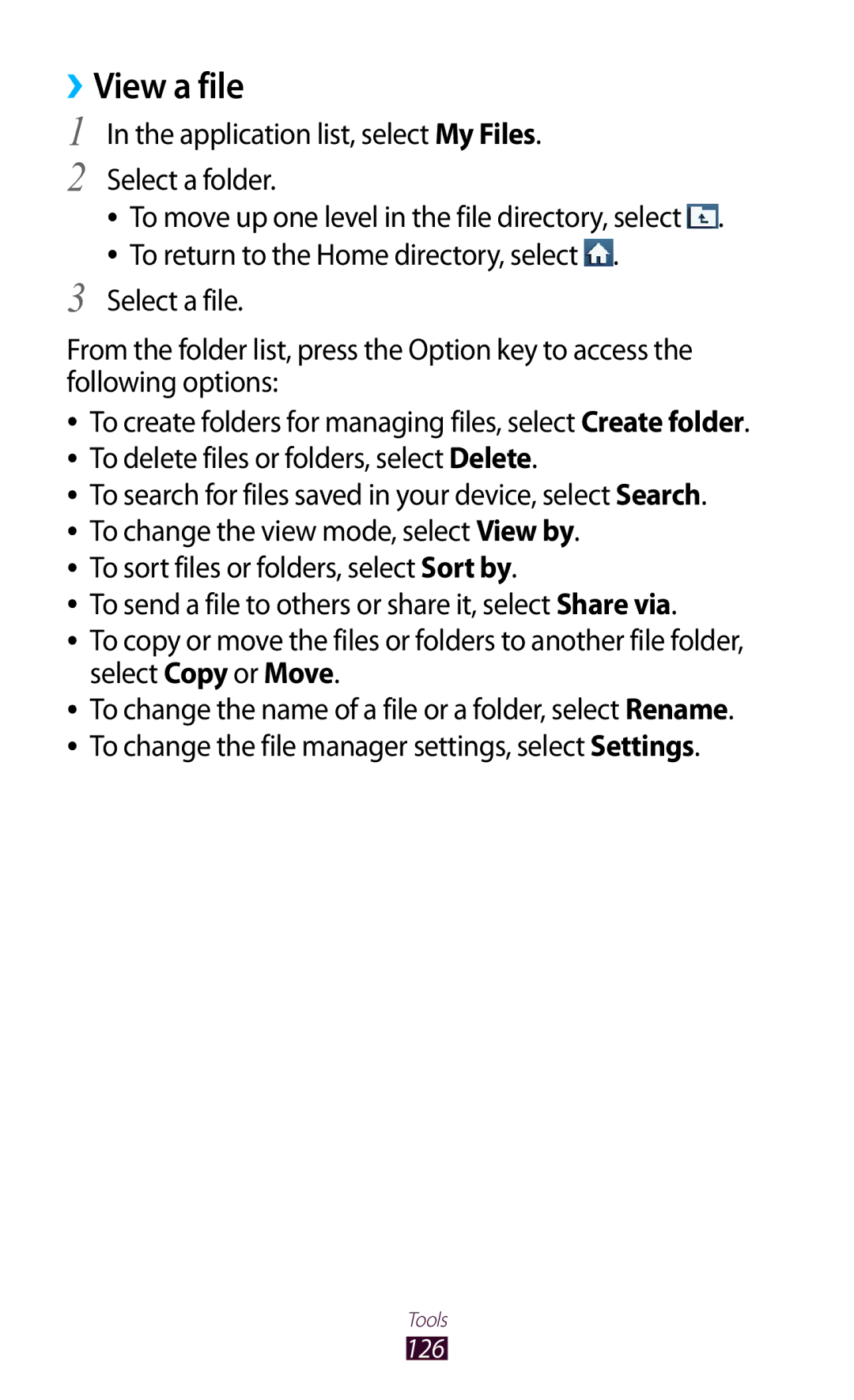 Samsung GT-S7562 user manual ››View a file, Application list, select My Files Select a folder 