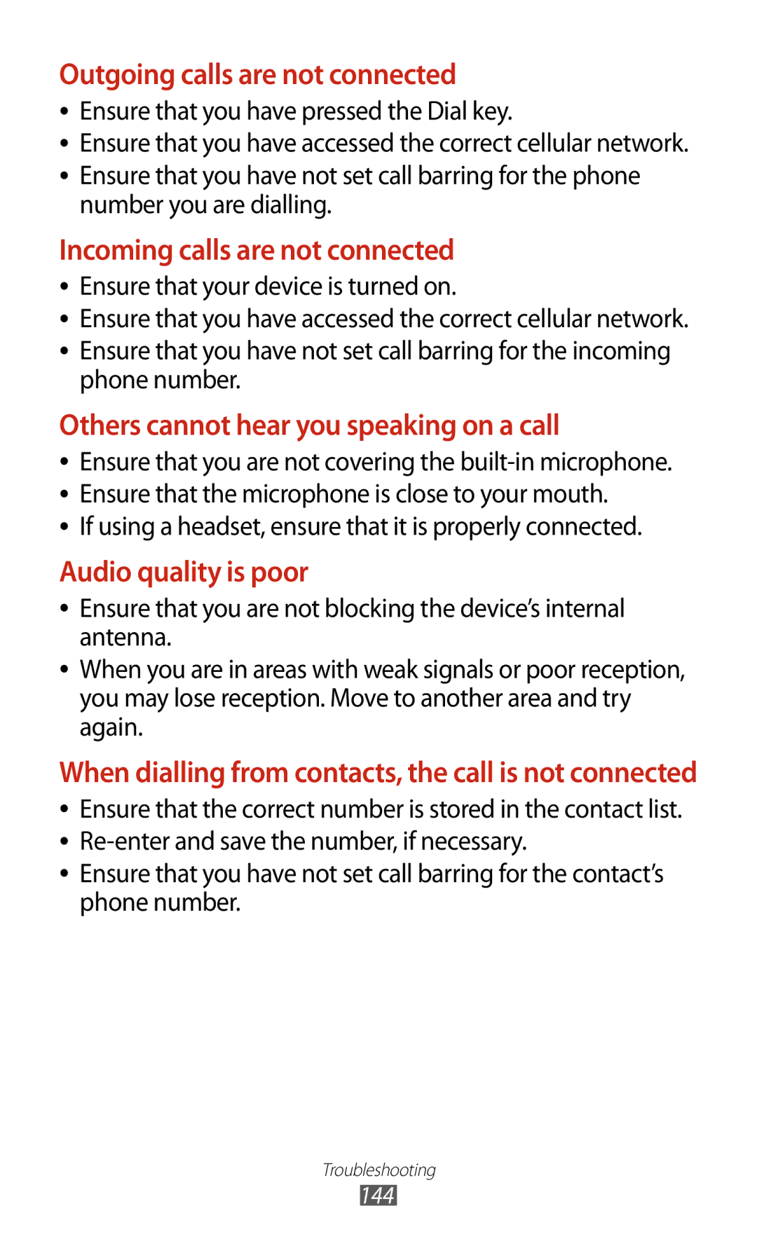 Samsung GT-S7562 Ensure that you have pressed the Dial key, Number you are dialling, Ensure that your device is turned on 