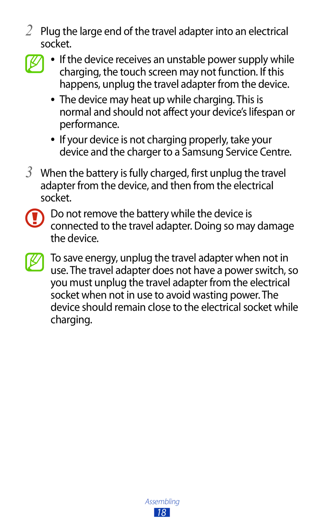 Samsung GT-S7562 user manual Assembling 