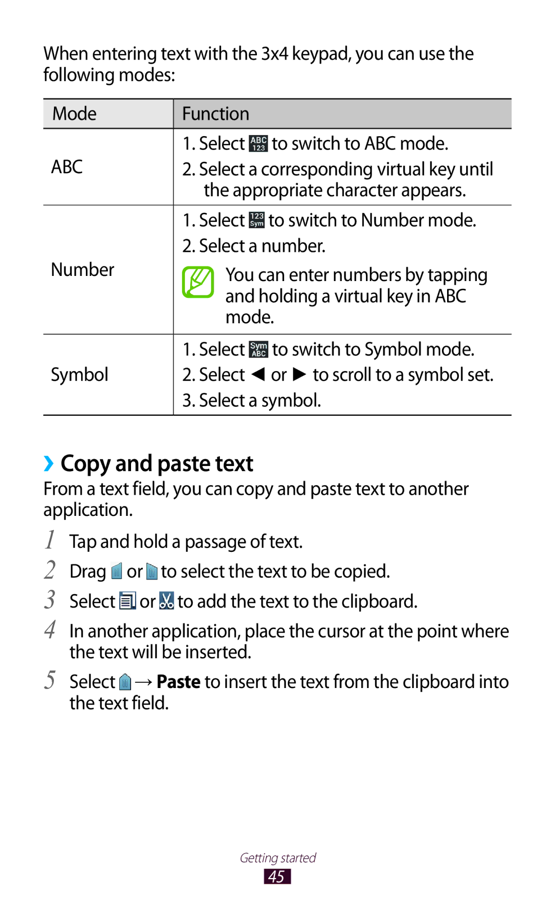 Samsung GT-S7562 user manual ››Copy and paste text 