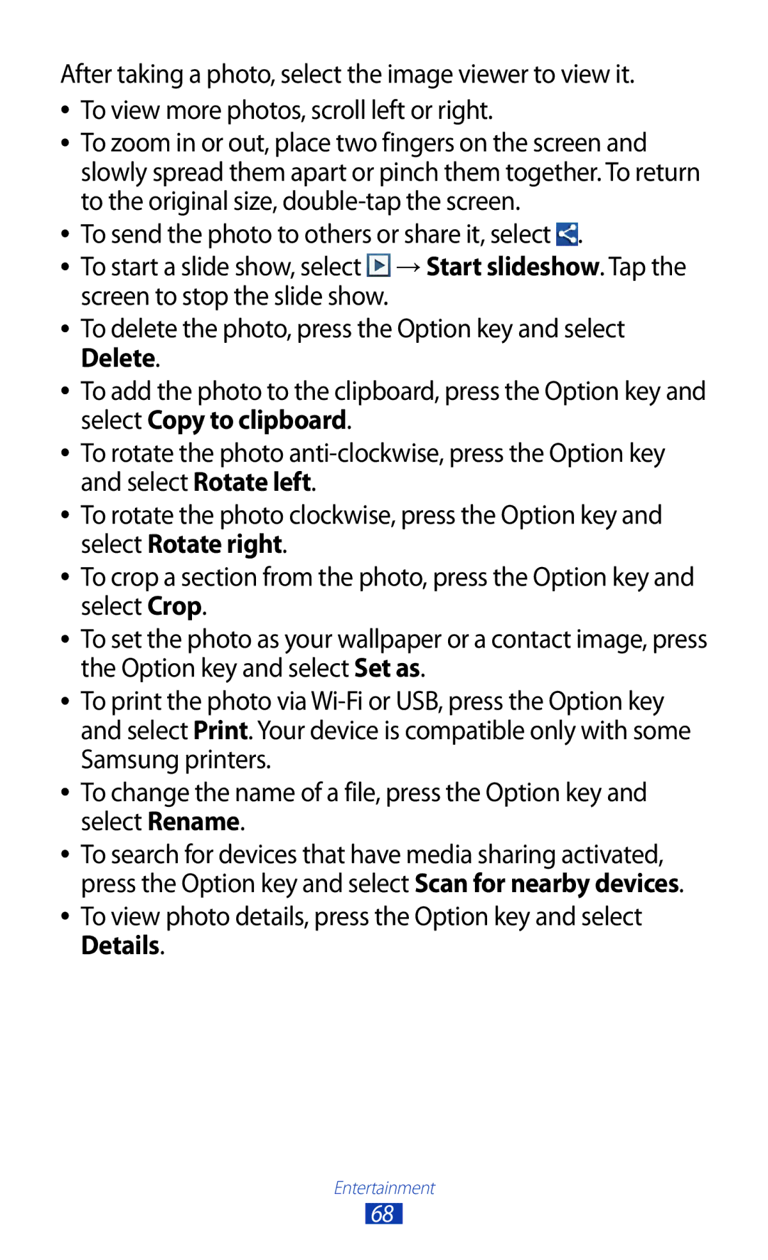 Samsung GT-S7562 user manual Entertainment 