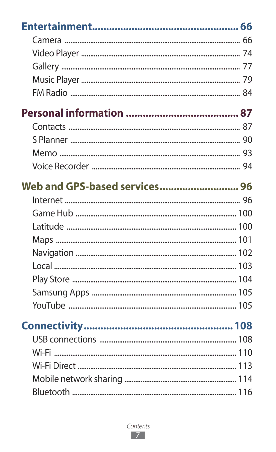 Samsung GT-S7562 user manual Personal information 