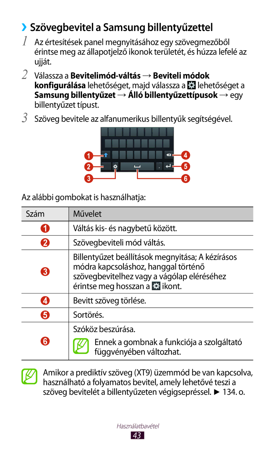 Samsung GT2S7562ZKAXEH manual ››Szövegbevitel a Samsung billentyűzettel, Válassza a Bevitelimód-váltás → Beviteli módok 