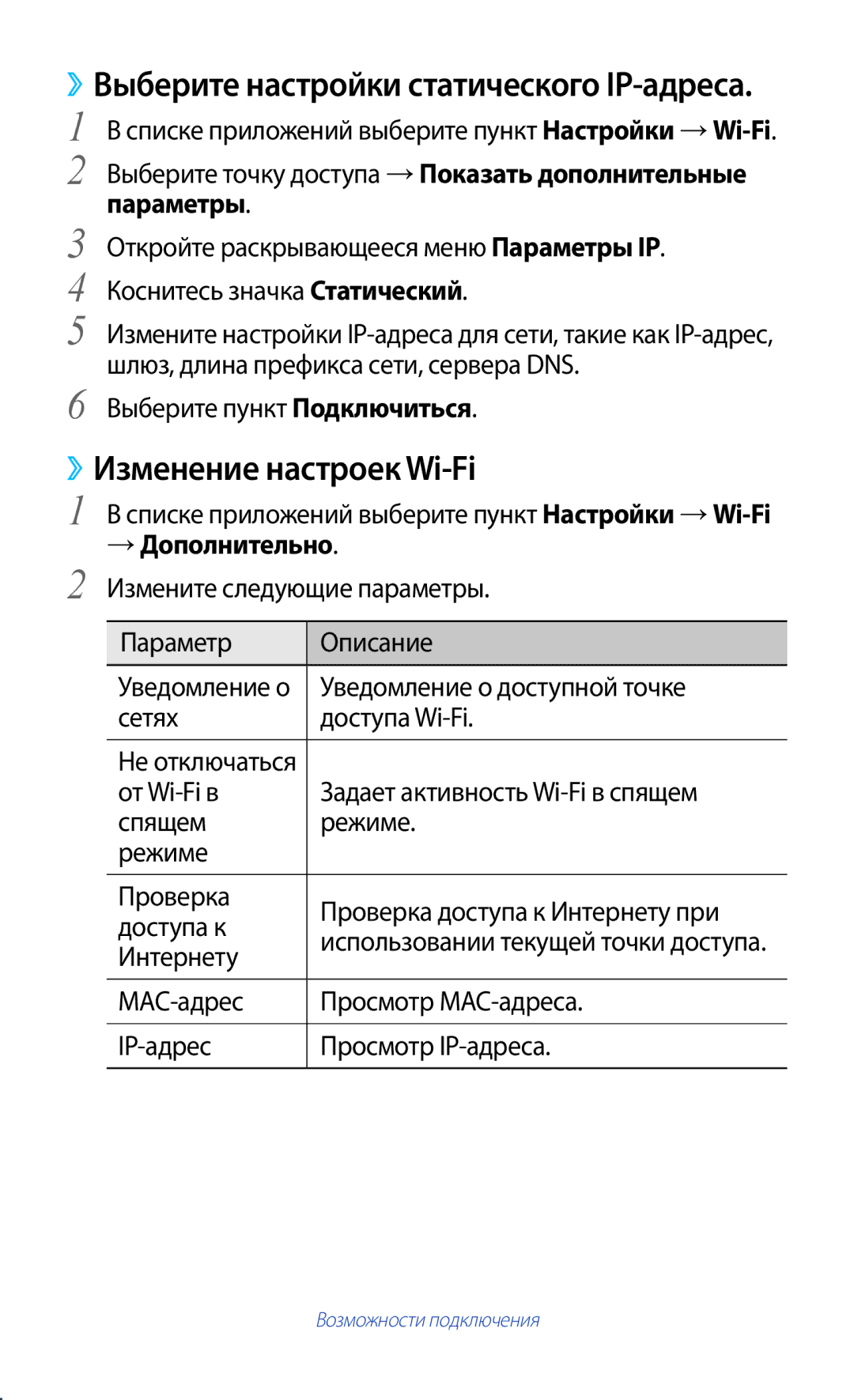 Samsung GT-S7562UWASEB, GT-S7562CWZSEB, GT-S7562ZKASEB, GT-S7562CWZSER manual ››Изменение настроек Wi-Fi, → Дополнительно 