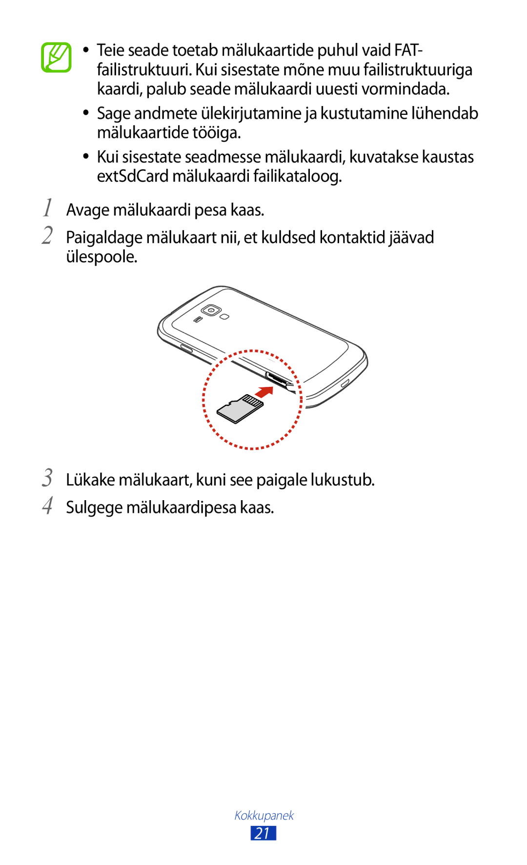 Samsung GT-S7562CWZSEB, GT-S7562UWASEB, GT-S7562ZKASEB manual Kokkupanek 