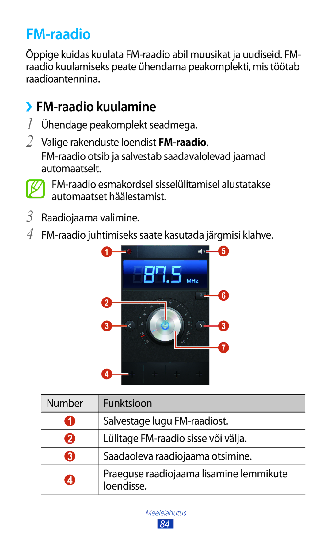 Samsung GT-S7562CWZSEB, GT-S7562UWASEB, GT-S7562ZKASEB manual ››FM-raadio kuulamine 