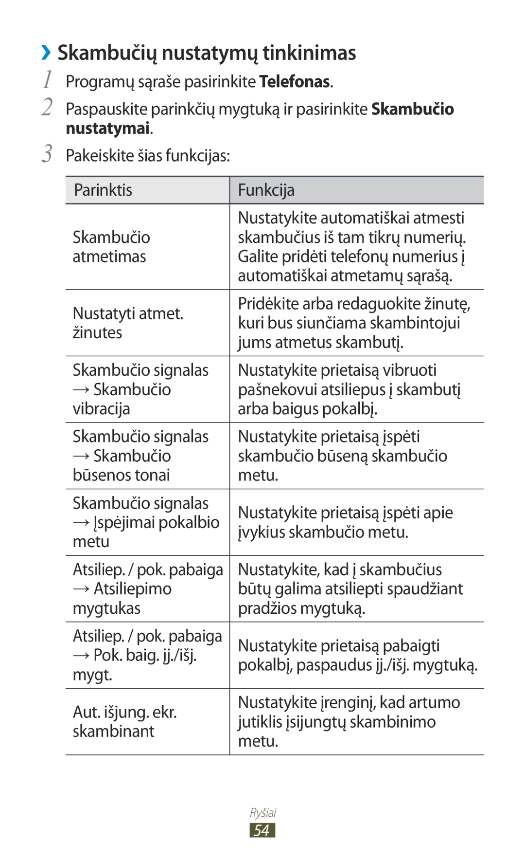 Samsung GT-S7562CWZSEB, GT-S7562UWASEB, GT-S7562ZKASEB manual ››Skambučių nustatymų tinkinimas 