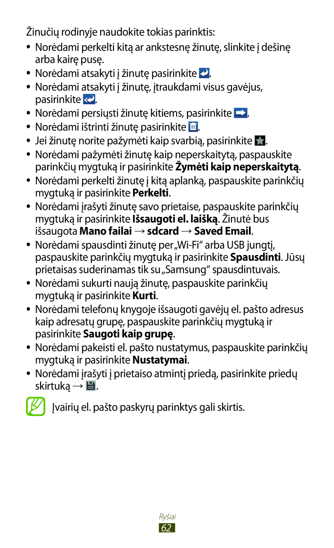 Samsung GT-S7562UWASEB, GT-S7562CWZSEB, GT-S7562ZKASEB manual Jei žinutę norite pažymėti kaip svarbią, pasirinkite 