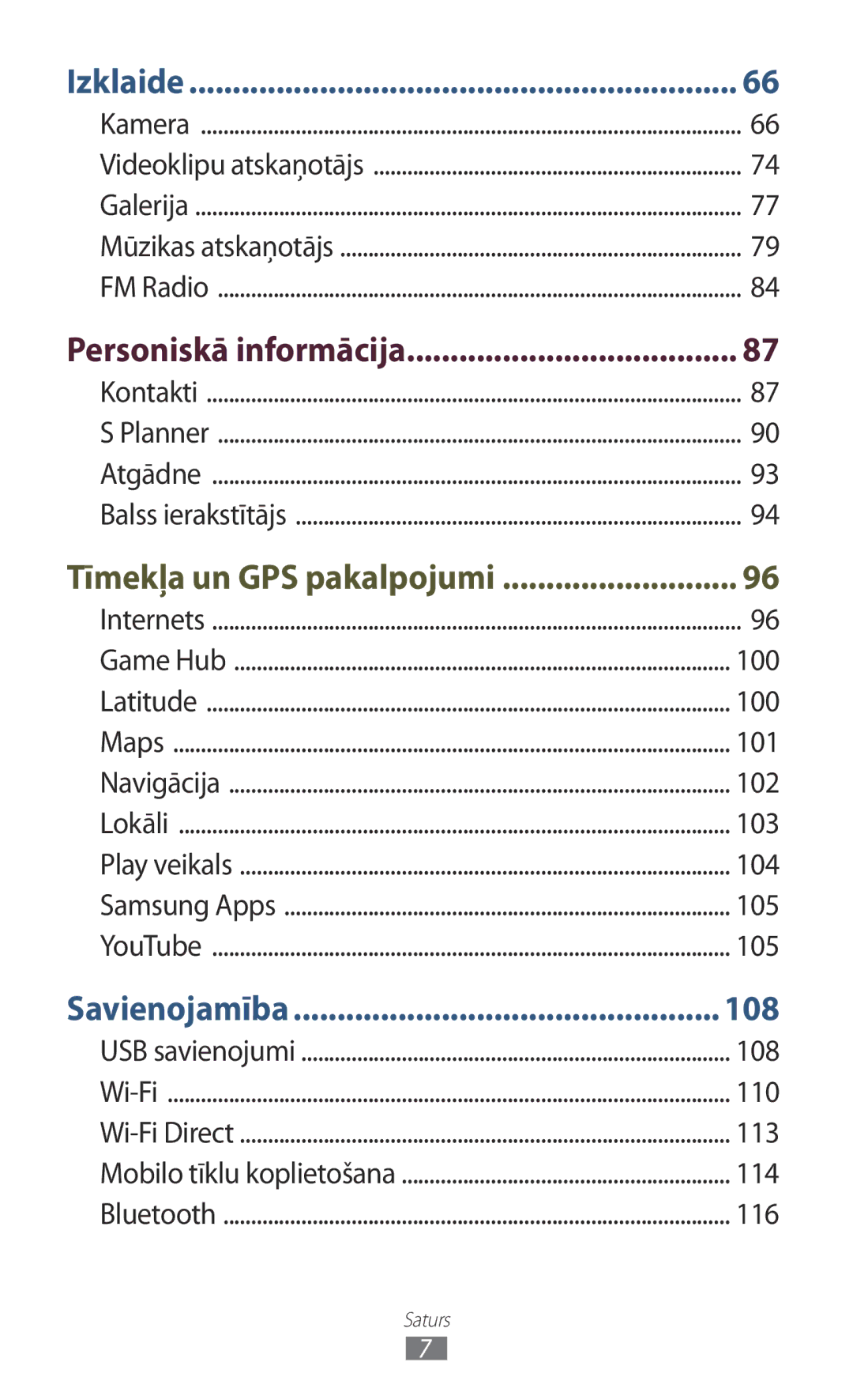 Samsung GT-S7562ZKASEB, GT-S7562UWASEB, GT-S7562CWZSEB manual Personiskā informācija 