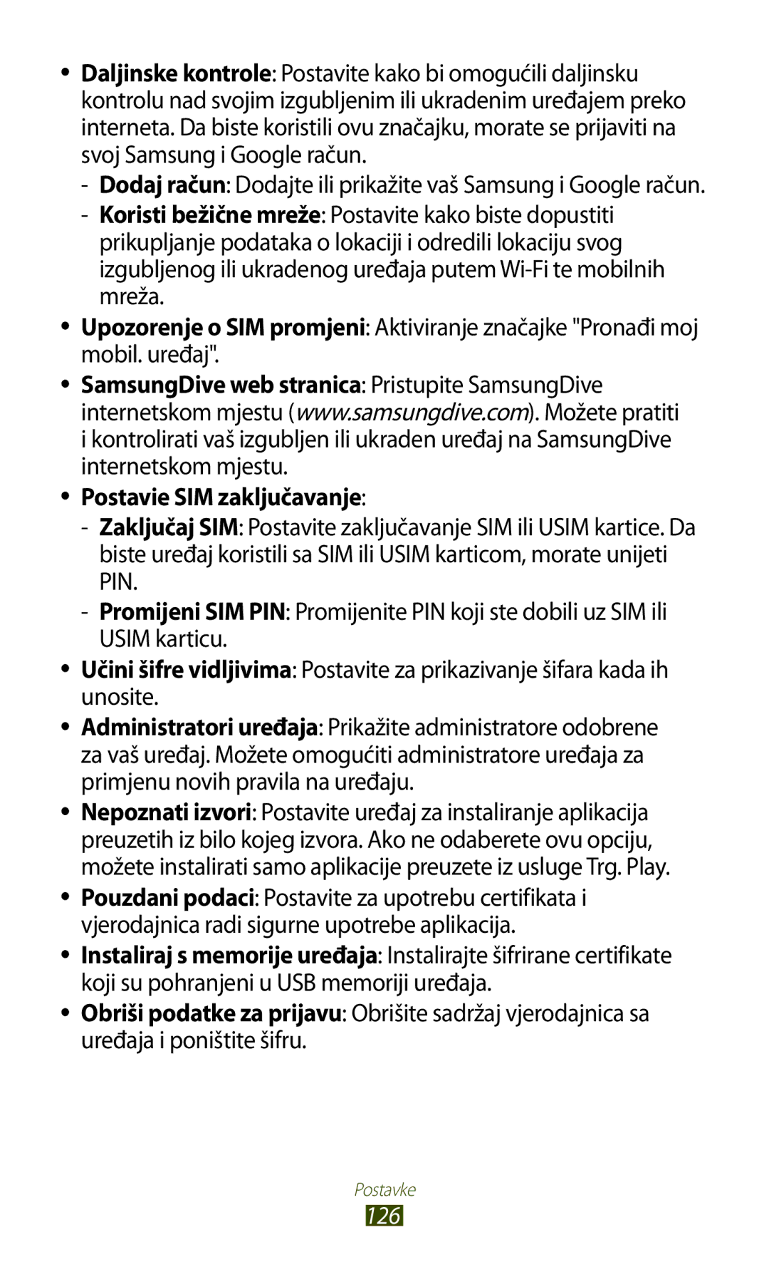 Samsung GT-S7562ZKATSR, GT-S7562UWATRA, GT-S7562ZKAMSR, GT2S7562UWATRA, GT2S7562ZKATRA manual Postavie SIM zaključavanje 