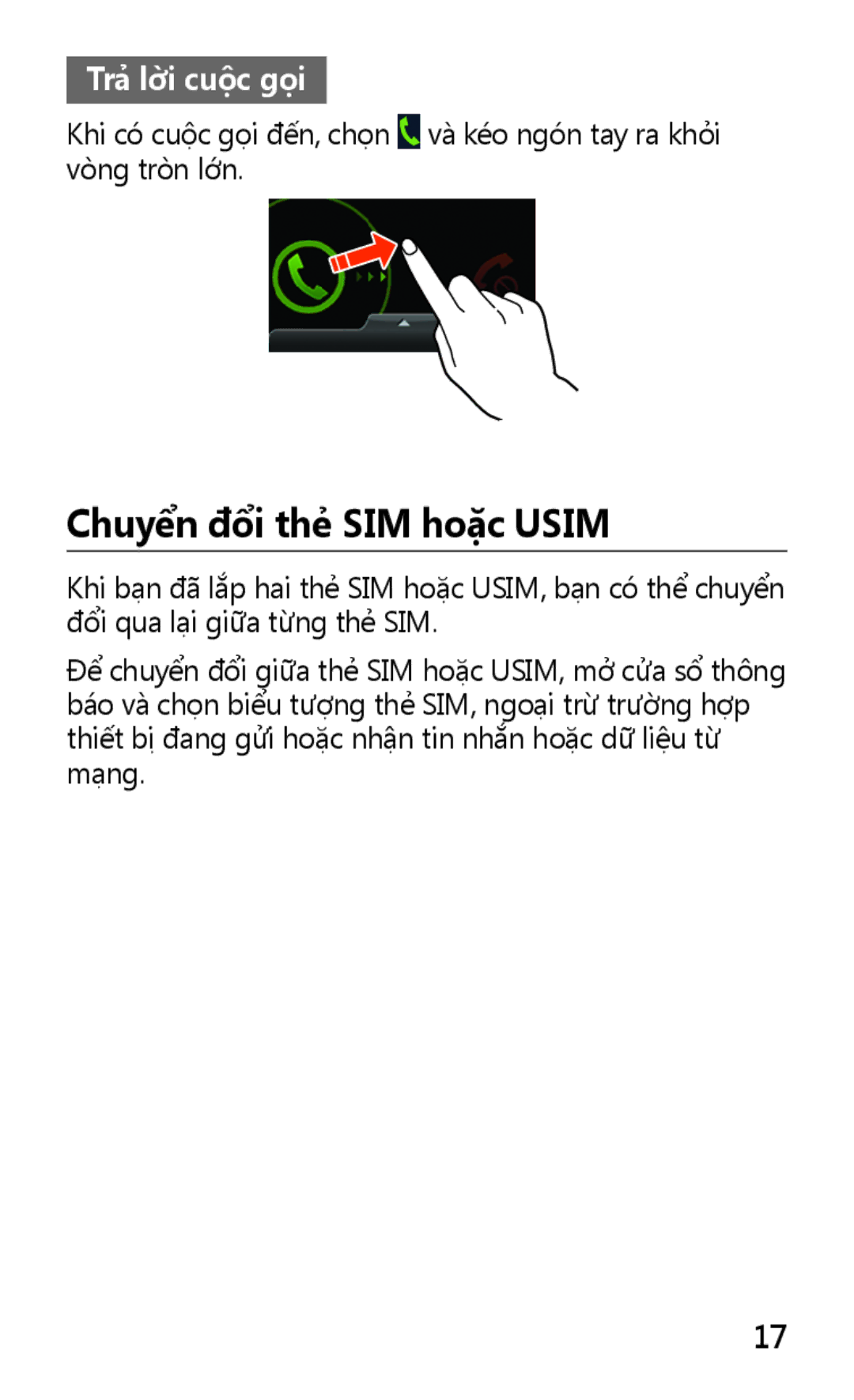 Samsung GT-S7562ZKAXXV, GT-S7562UWAXXV manual Chuyên đôi thẻ SIM hoặc Usim 