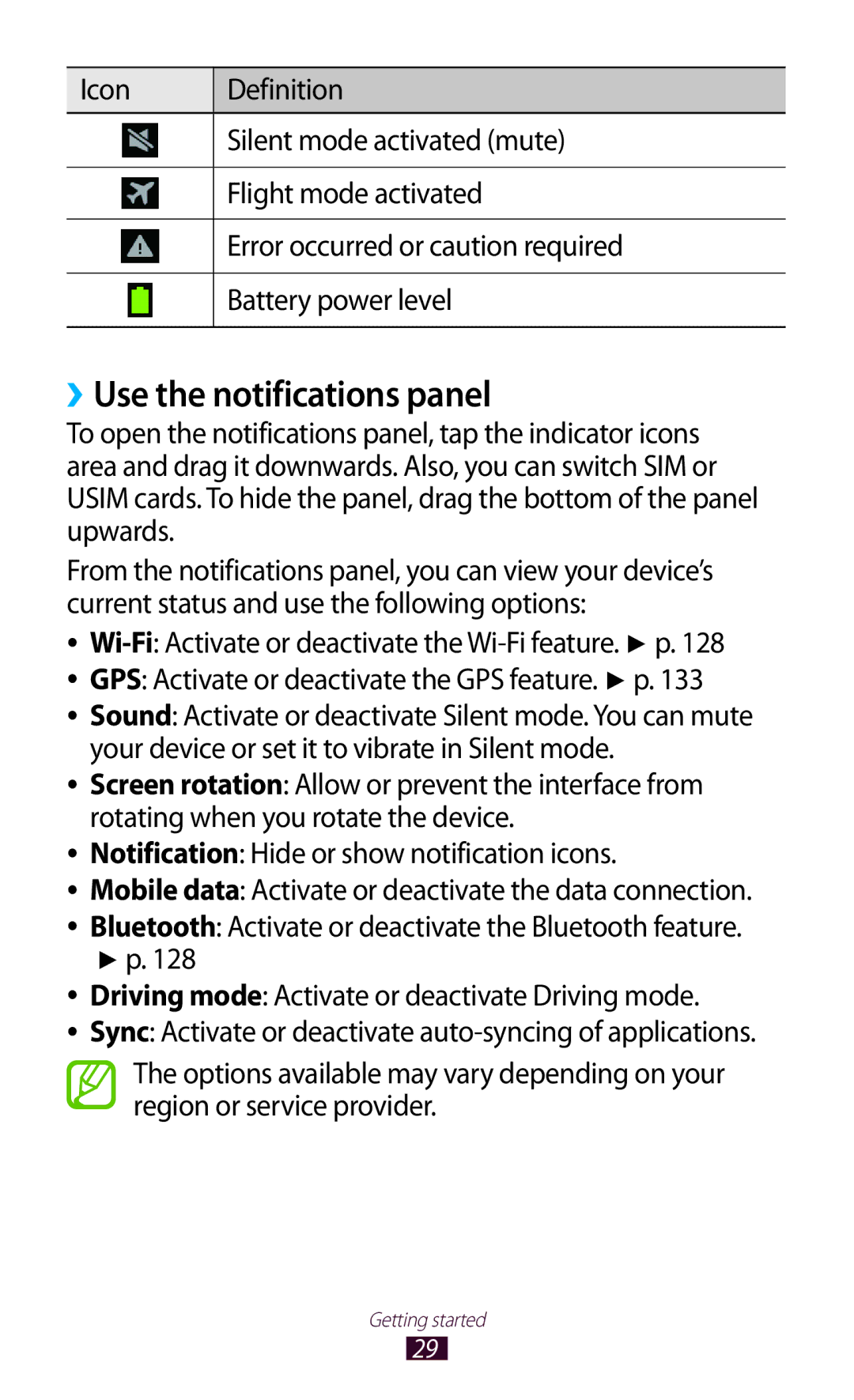 Samsung GT-S7562UWAXSG, GT-S7562ZKAJED, GT-S7562ZKAXSG, GT-S7562UWAAFR, GT-S7562UWAJED manual ››Use the notifications panel 