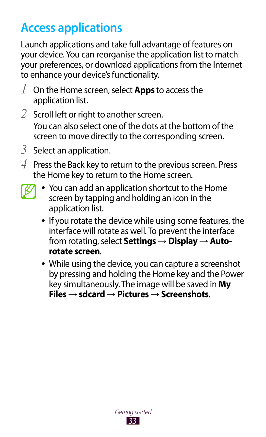 Samsung GT-S7562UWAJED, GT-S7562ZKAJED, GT-S7562ZKAXSG, GT-S7562UWAAFR manual Access applications, Select an application 