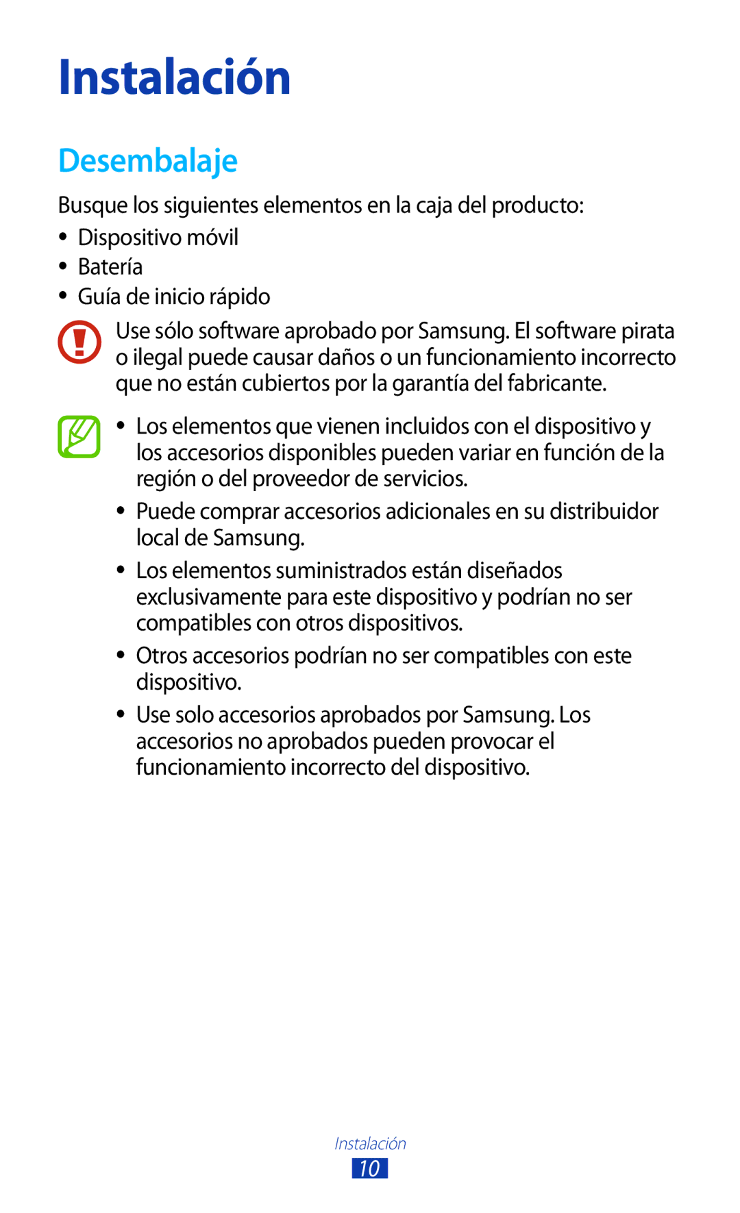 Samsung GT-S7562ZKAATO, GT-S7562ZKAOPT, GT-S7562UWADBT, GT-S7562ZKADBT, GT-S7562UWATPH manual Instalación, Desembalaje 