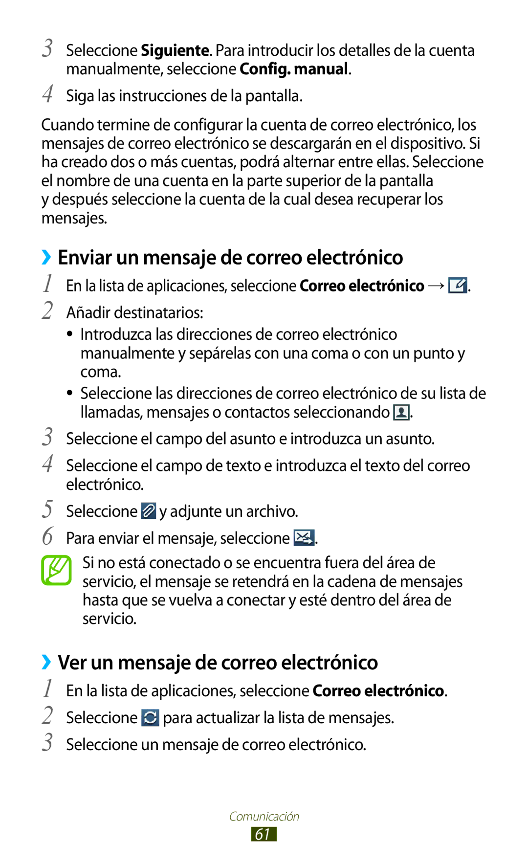 Samsung GT-S7562UWASEB, GT-S7562ZKAOPT, GT-S7562UWADBT manual En la lista de aplicaciones, seleccione Correo electrónico → 