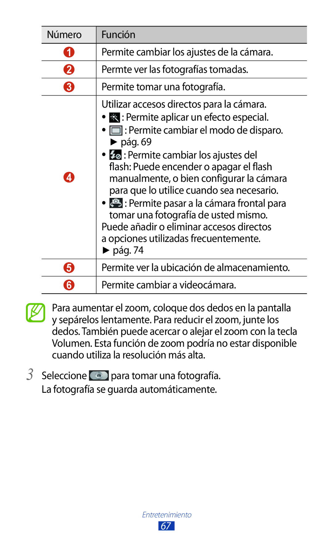 Samsung GT-S7562UWACOA, GT-S7562ZKAOPT manual Permite cambiar los ajustes del, Flash Puede encender o apagar el flash 