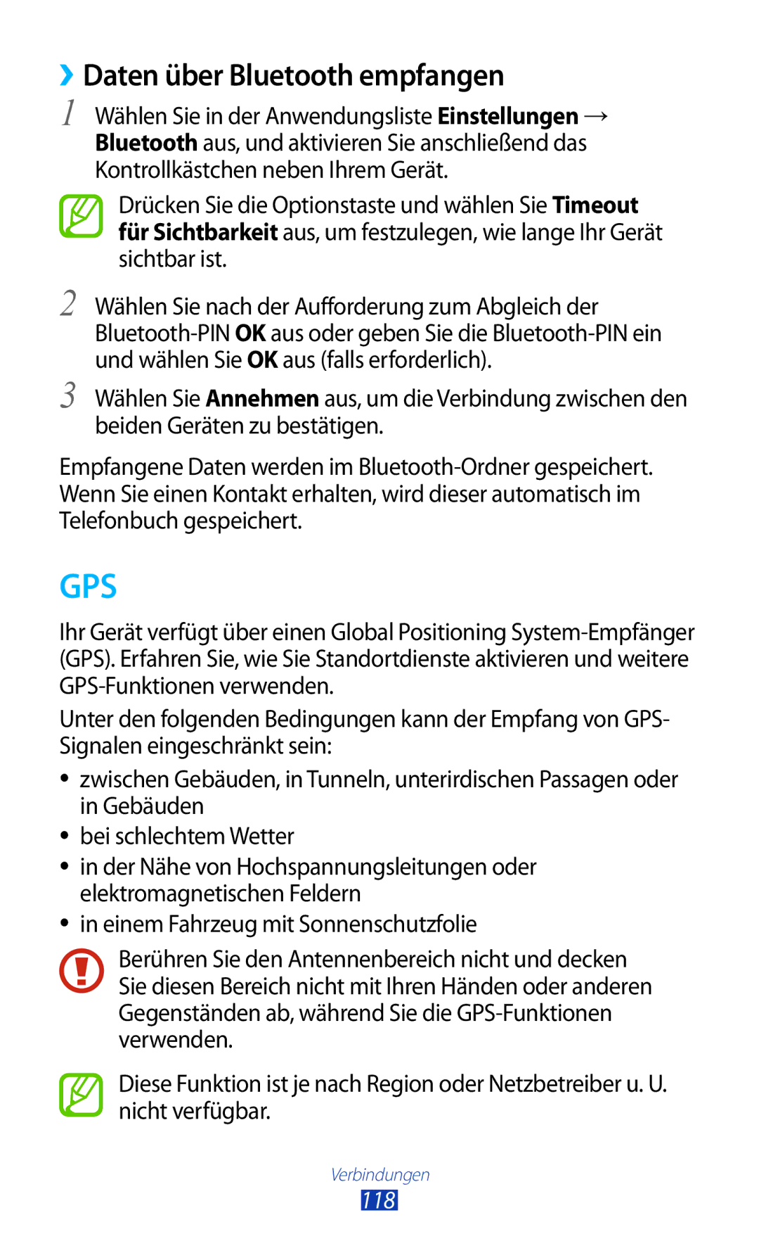 Samsung GT-S7562ZKAXEO, GT-S7562ZKAOPT, GT-S7562UWADBT, GT-S7562ZKATUR, GT-S7562ZKADBT Gps, ››Daten über Bluetooth empfangen 