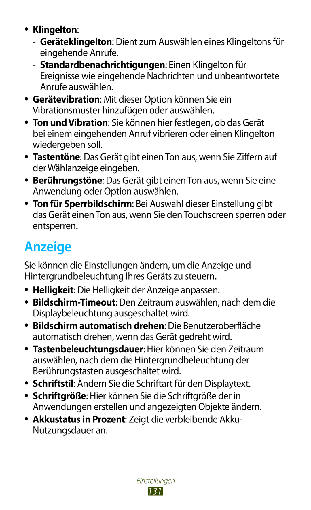 Samsung GT-S7562ZKAOPT, GT-S7562UWADBT manual Anzeige, Klingelton, Schriftstil Ändern Sie die Schriftart für den Displaytext 