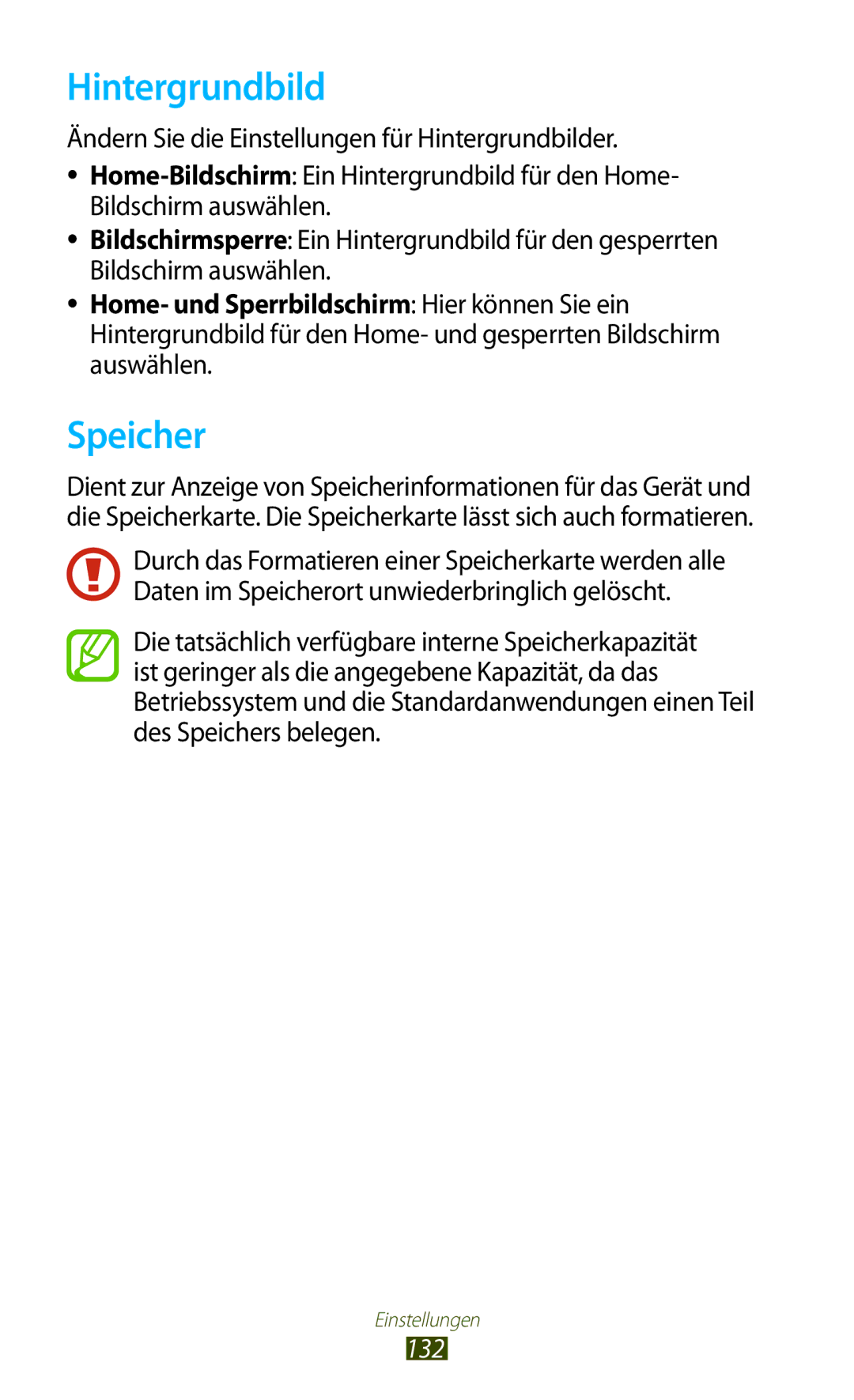 Samsung GT-S7562UWADBT, GT-S7562ZKAOPT, GT-S7562ZKATUR, GT-S7562ZKADBT, GT-S7562WSADBT manual Hintergrundbild, Speicher 